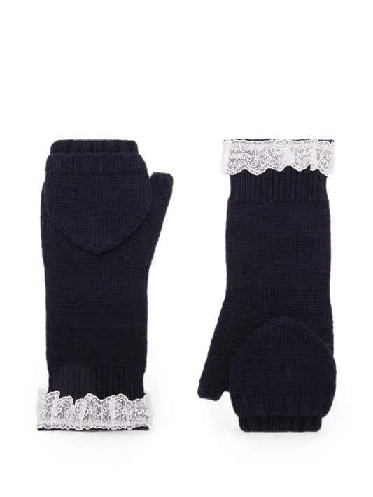 mittens in blue wool