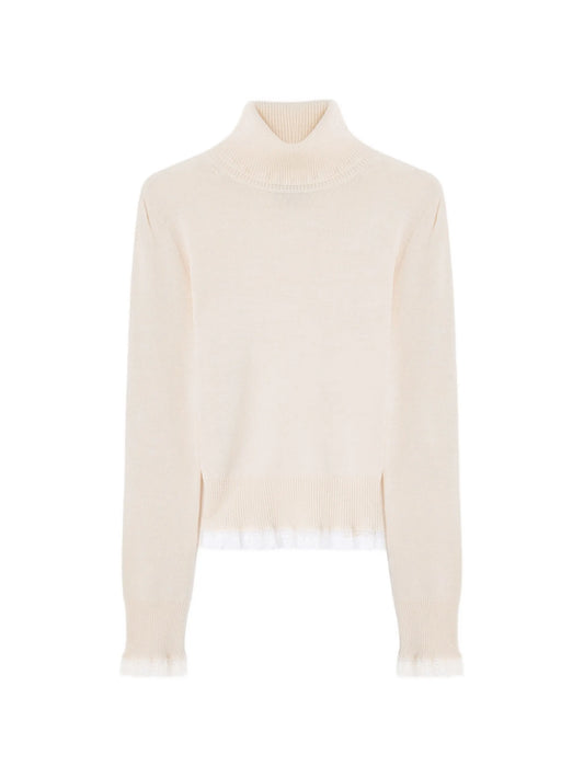 turtleneck in lace merino