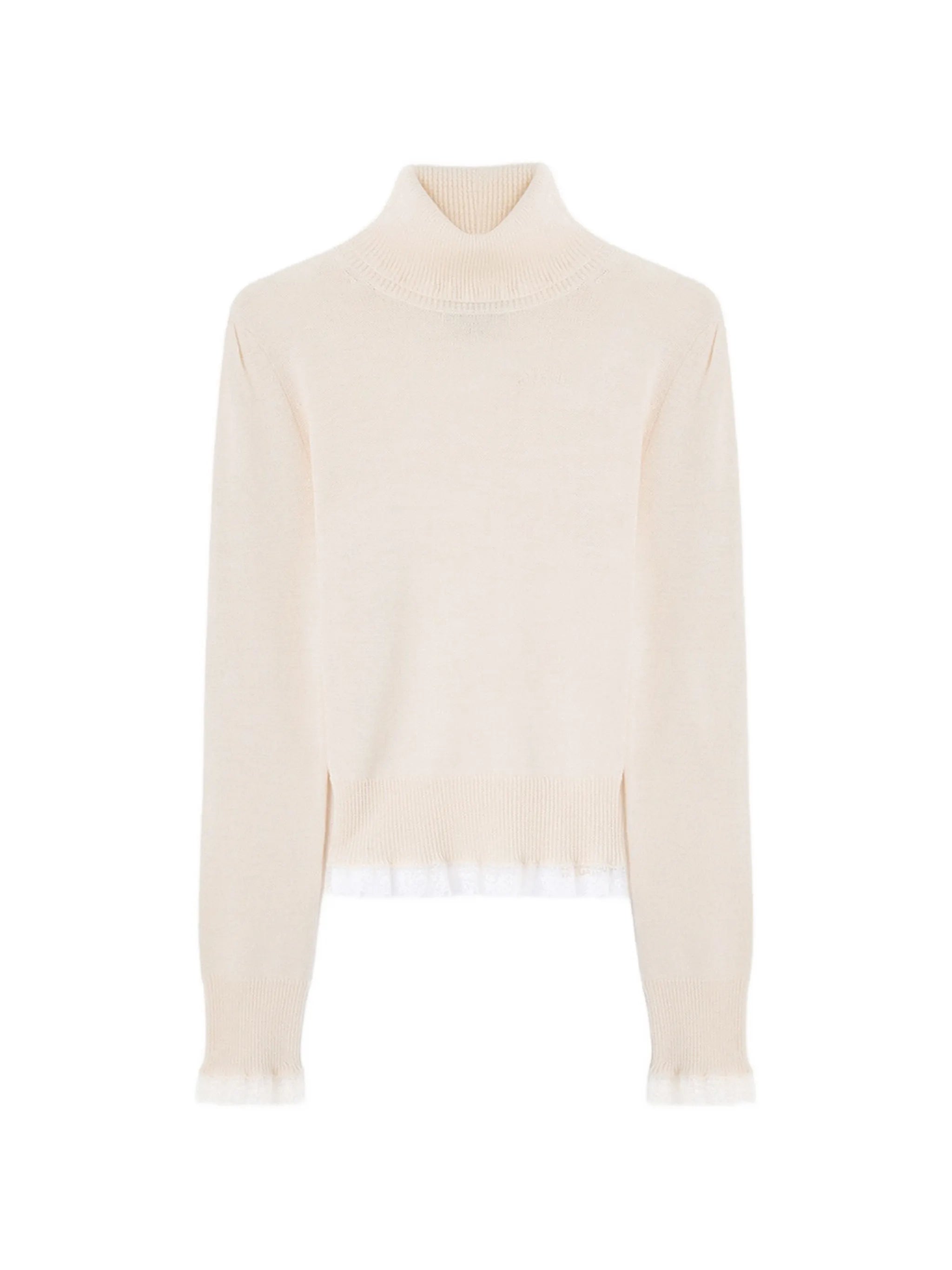 turtleneck in lace merino