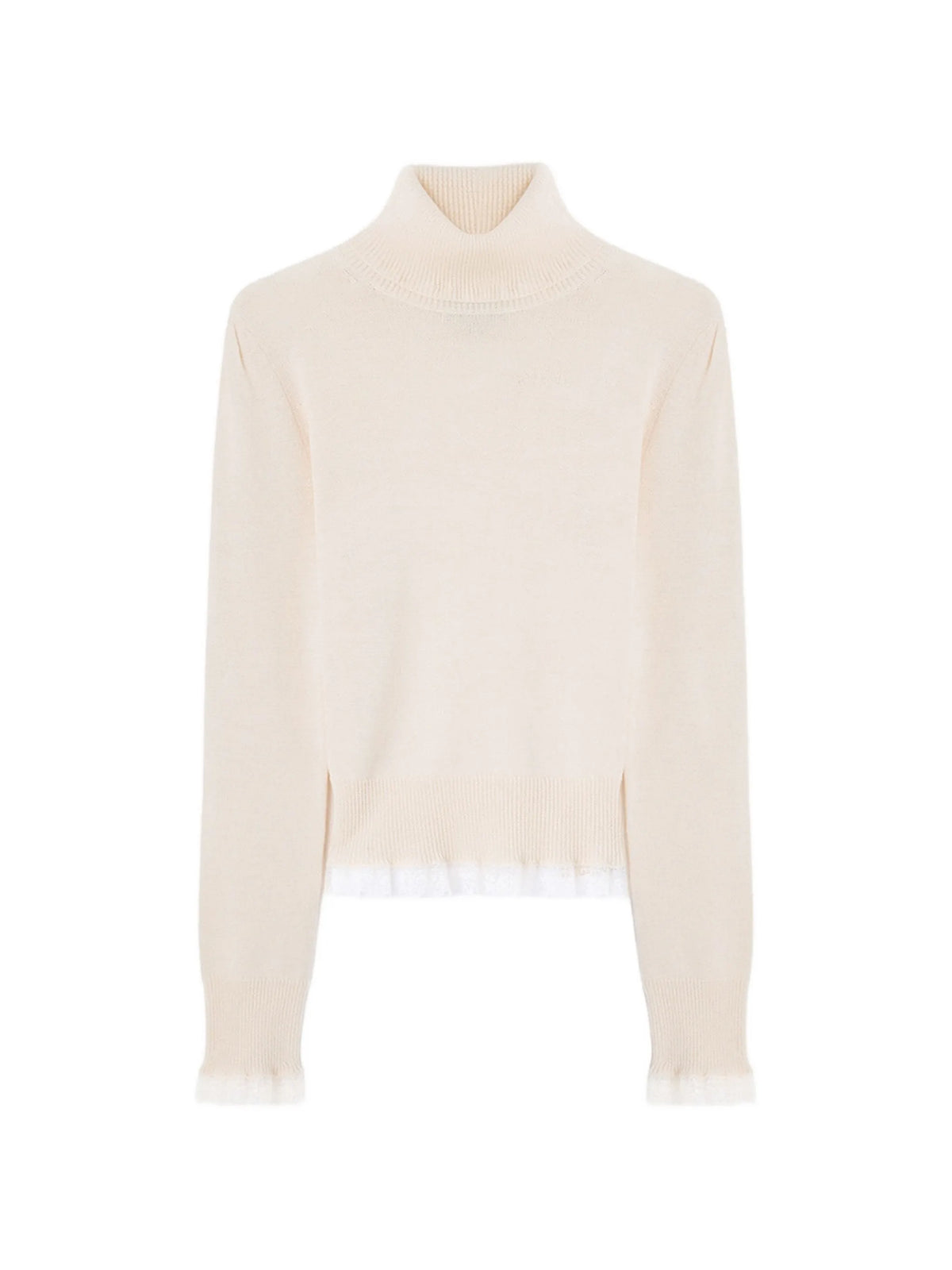 turtleneck in lace merino