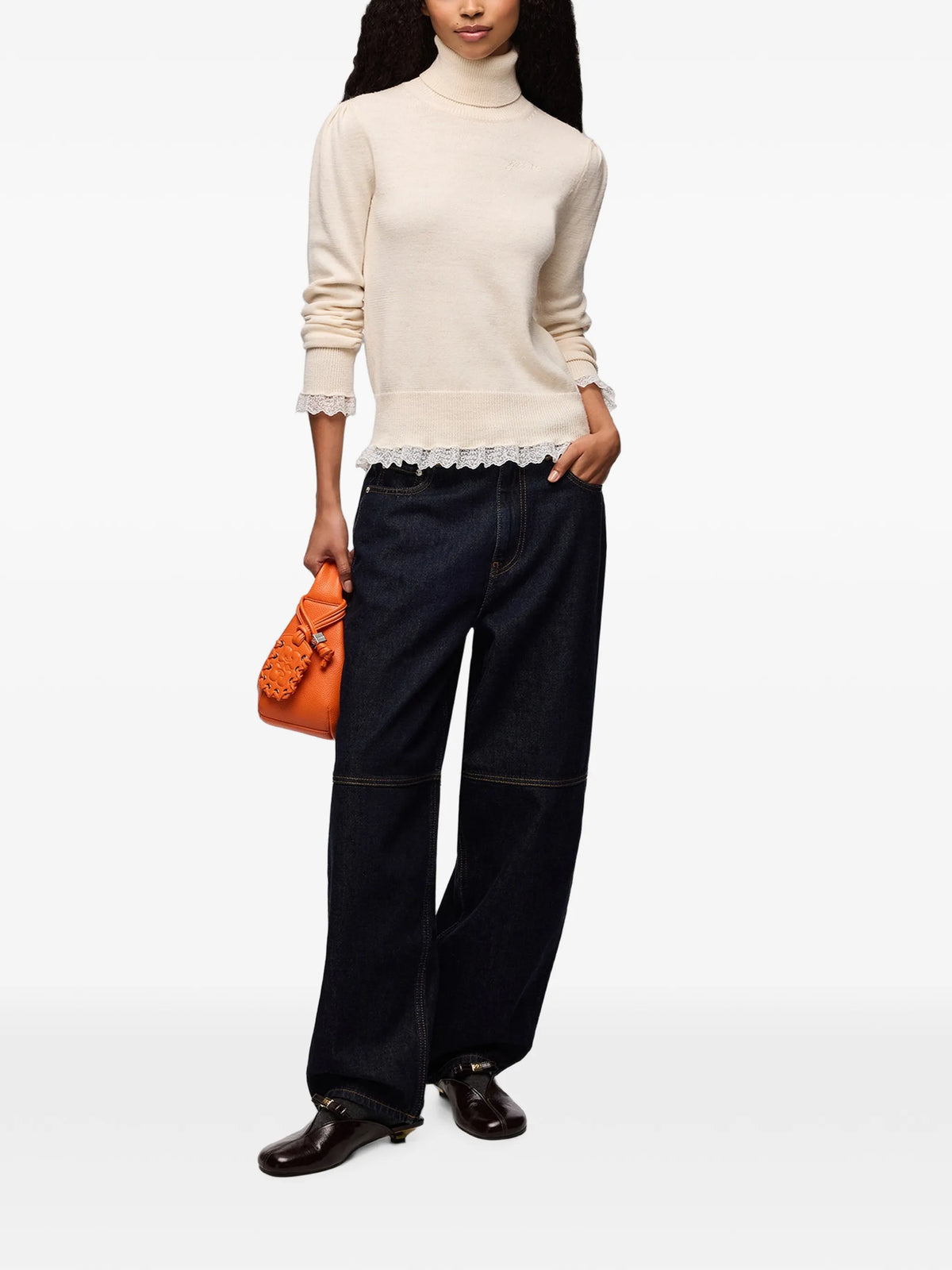turtleneck in lace merino