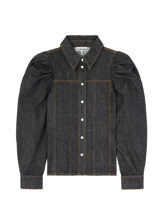 shirt in textured slub denim