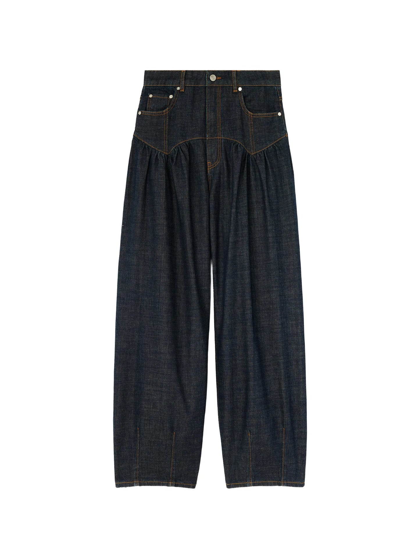 corset jeans in textured slub denim