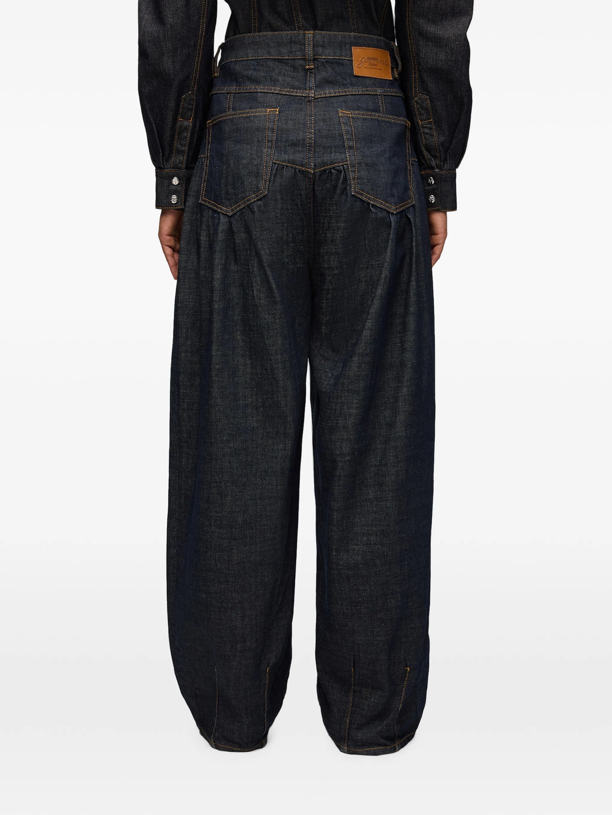 corset jeans in textured slub denim