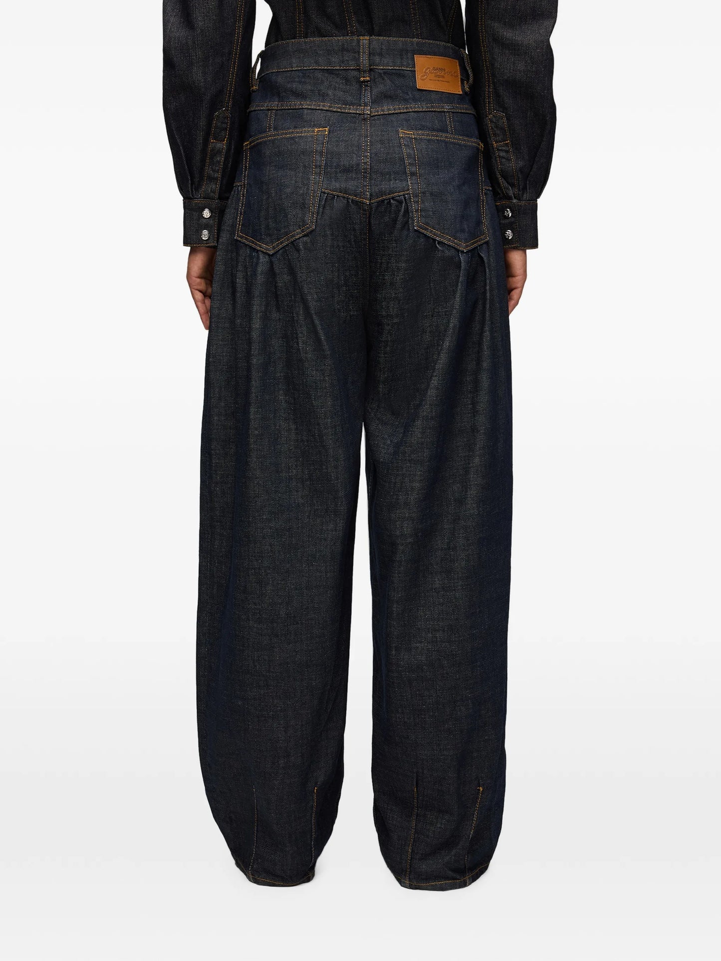 corset jeans in textured slub denim