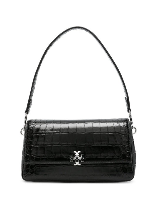 Charlie croc-embossed shoulder bag