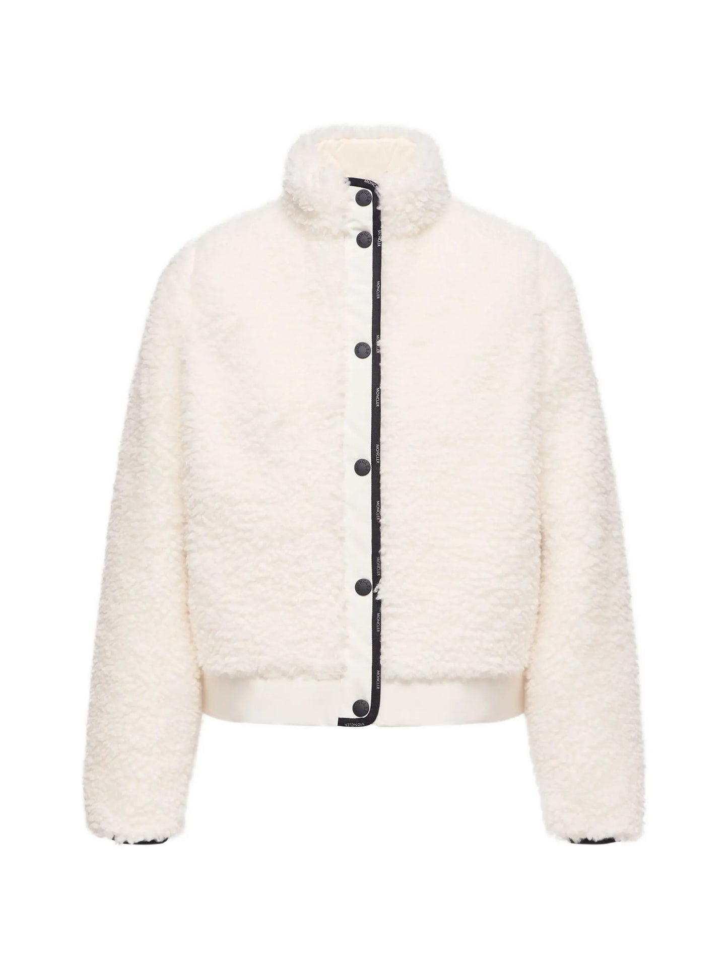 fleece-texture high-neck cardigan
