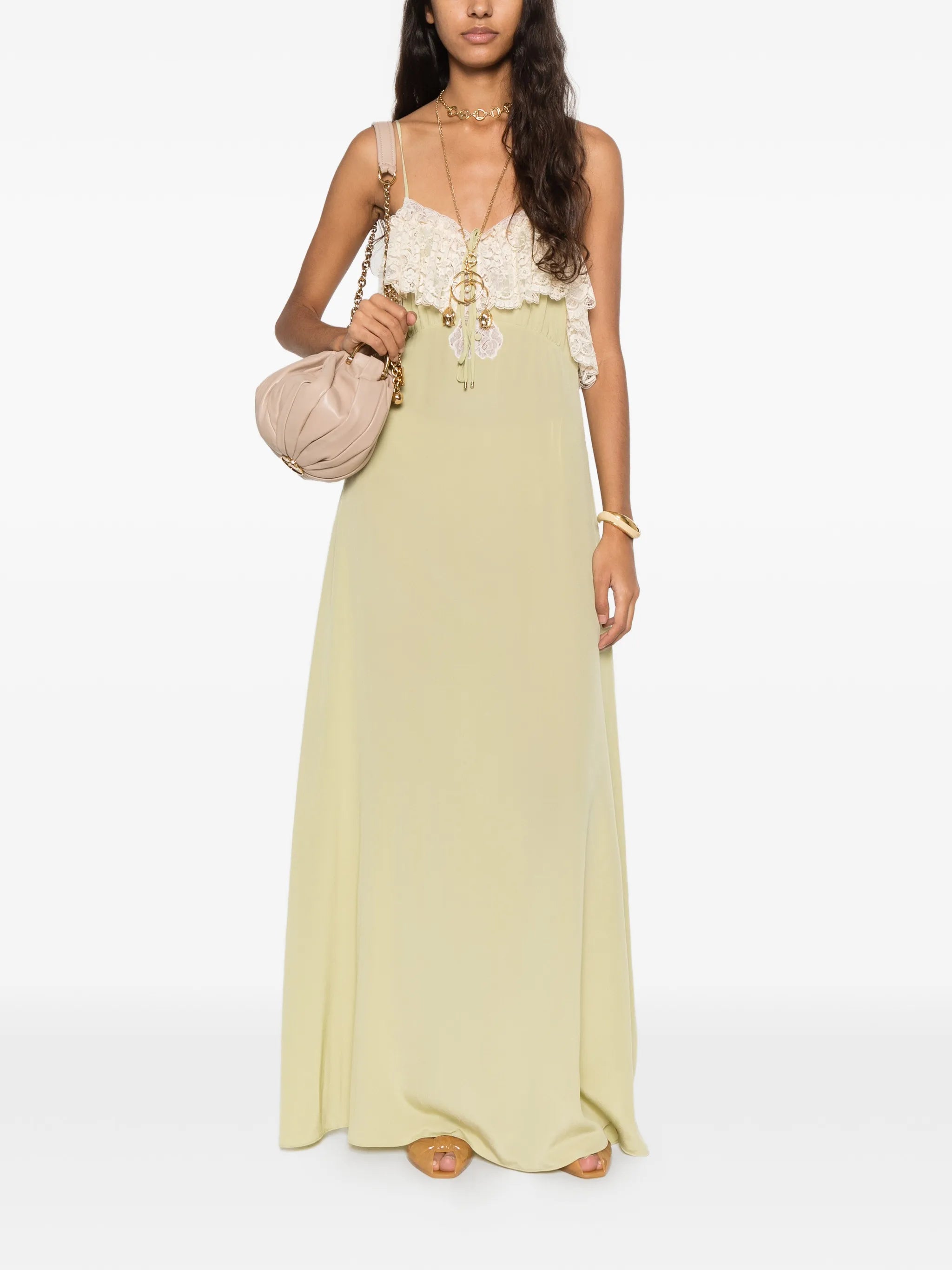 lace-detail thin-strap maxi dress