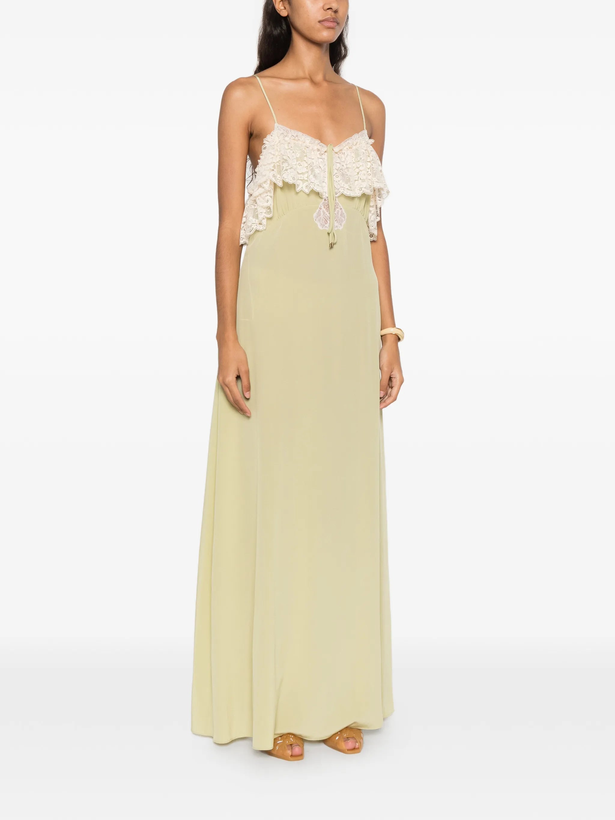 lace-detail thin-strap maxi dress