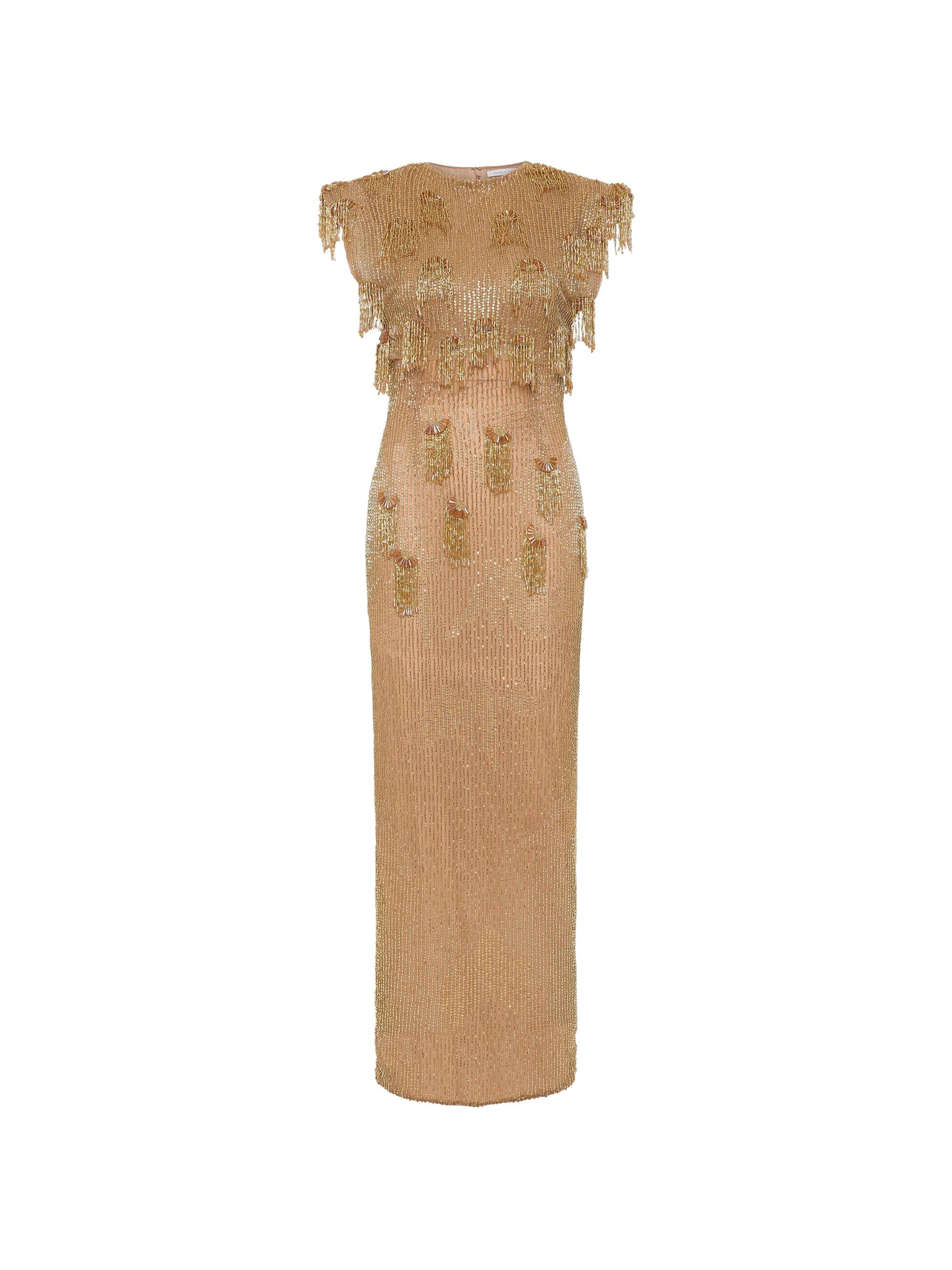 Lani beaded fringe maxi dress