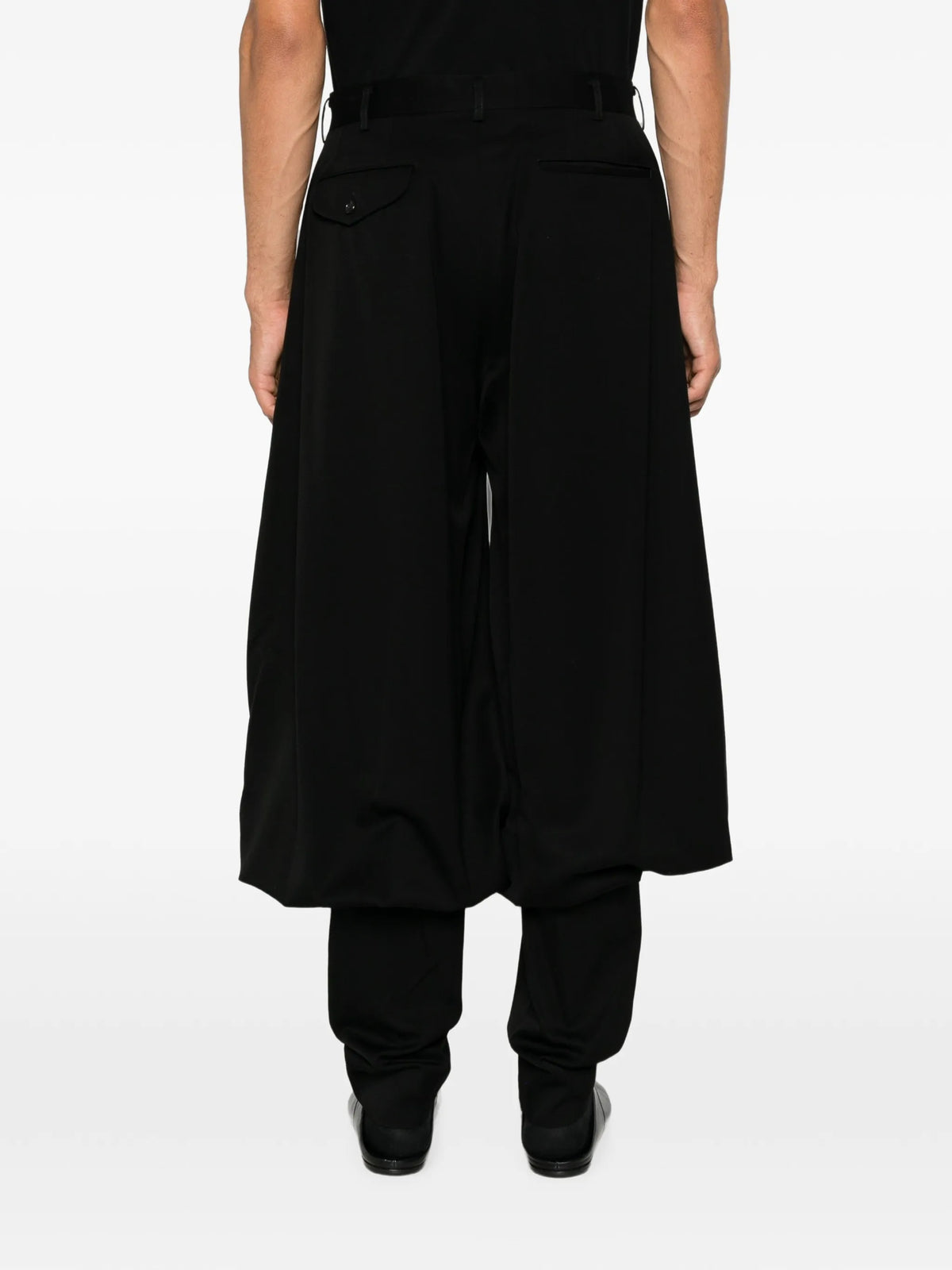 layered draped trousers