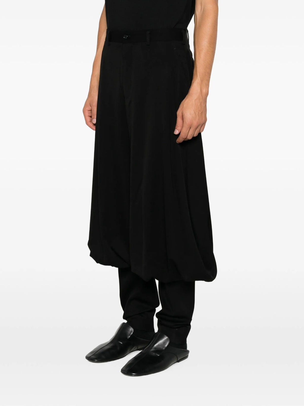 layered draped trousers