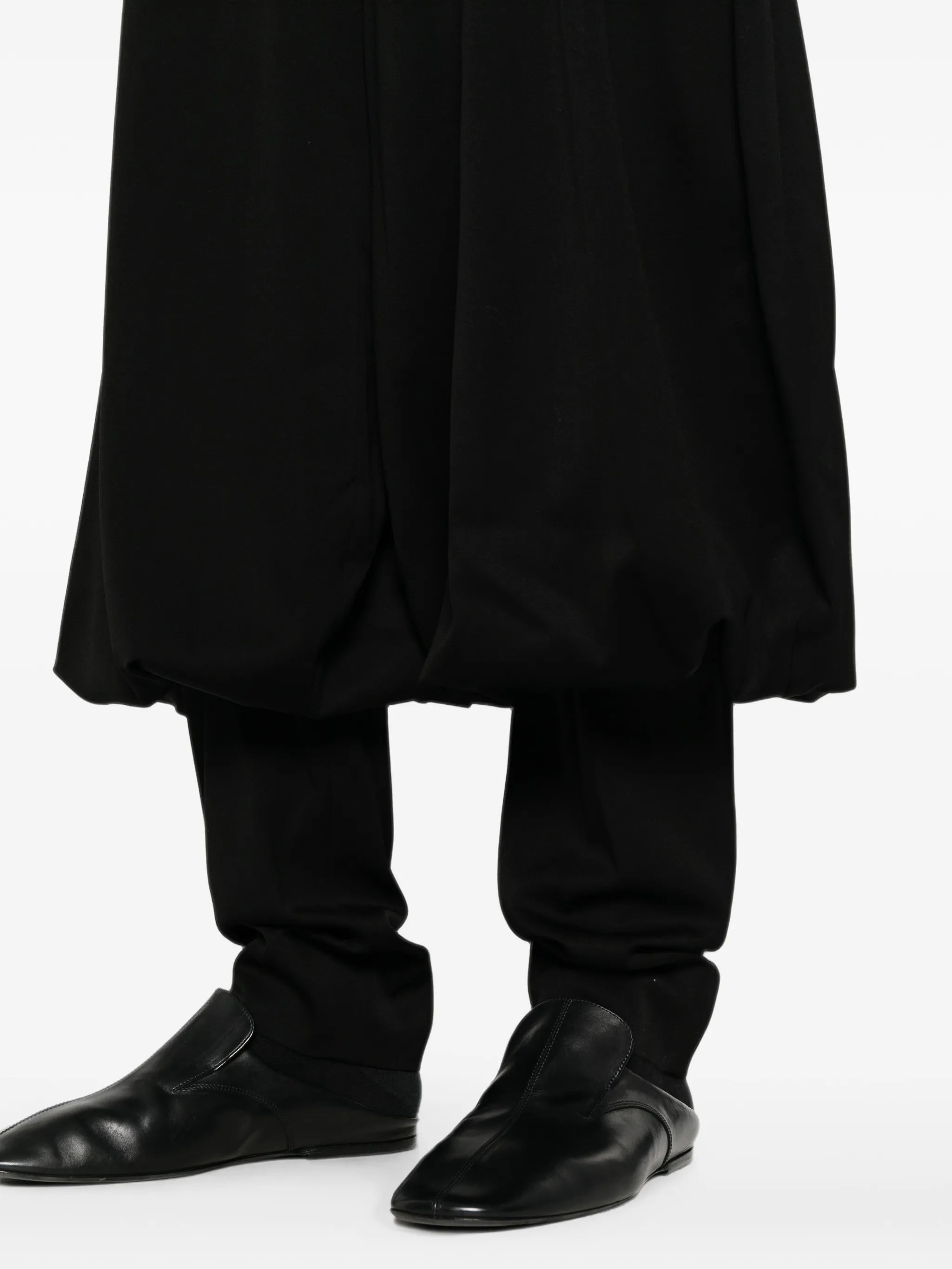 layered draped trousers