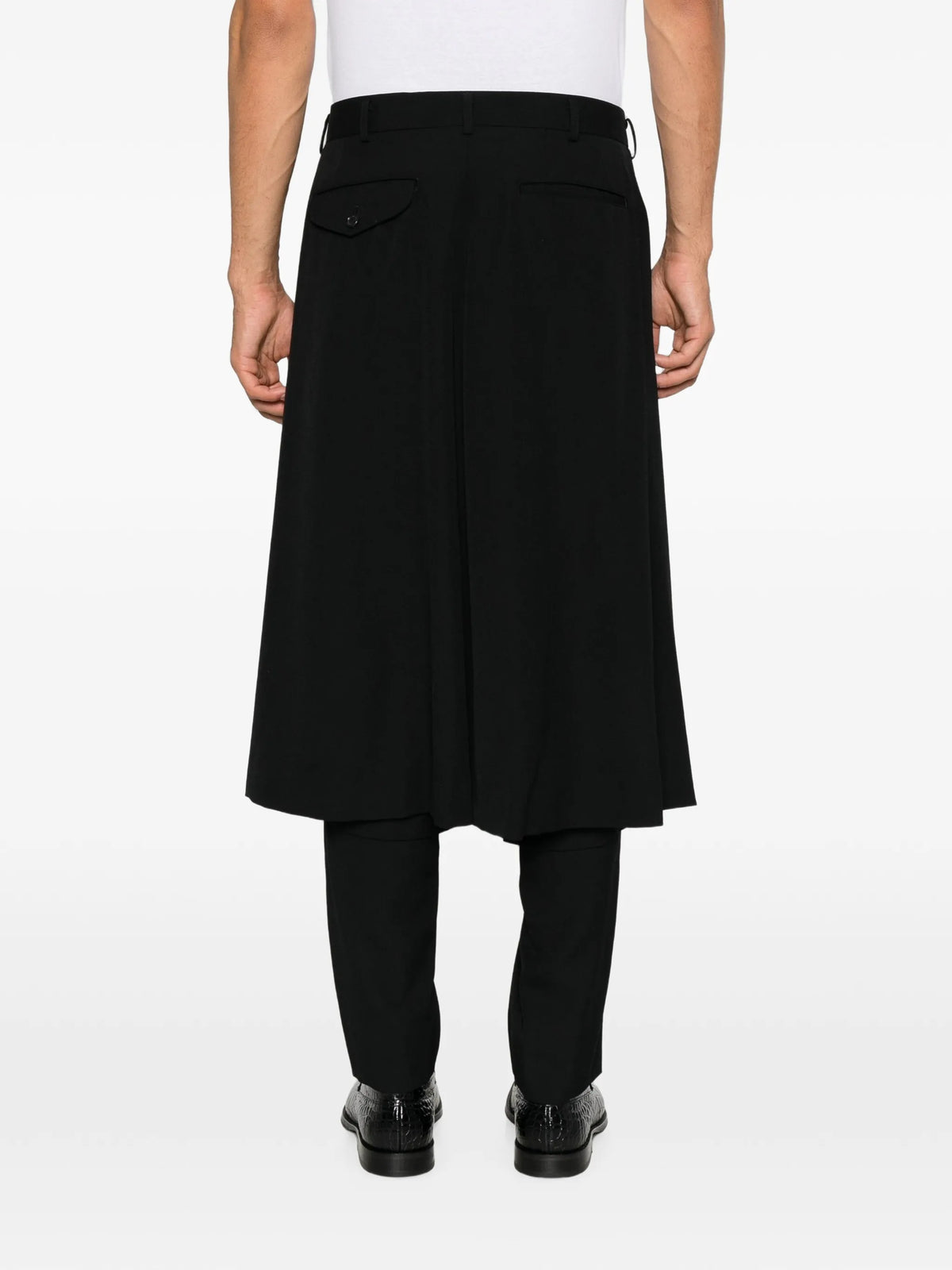 layered wool trousers