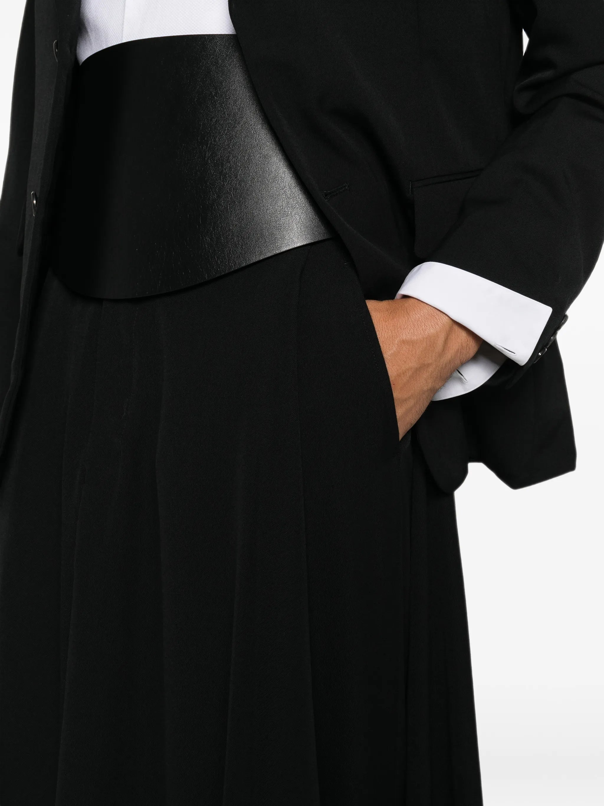 layered wool trousers