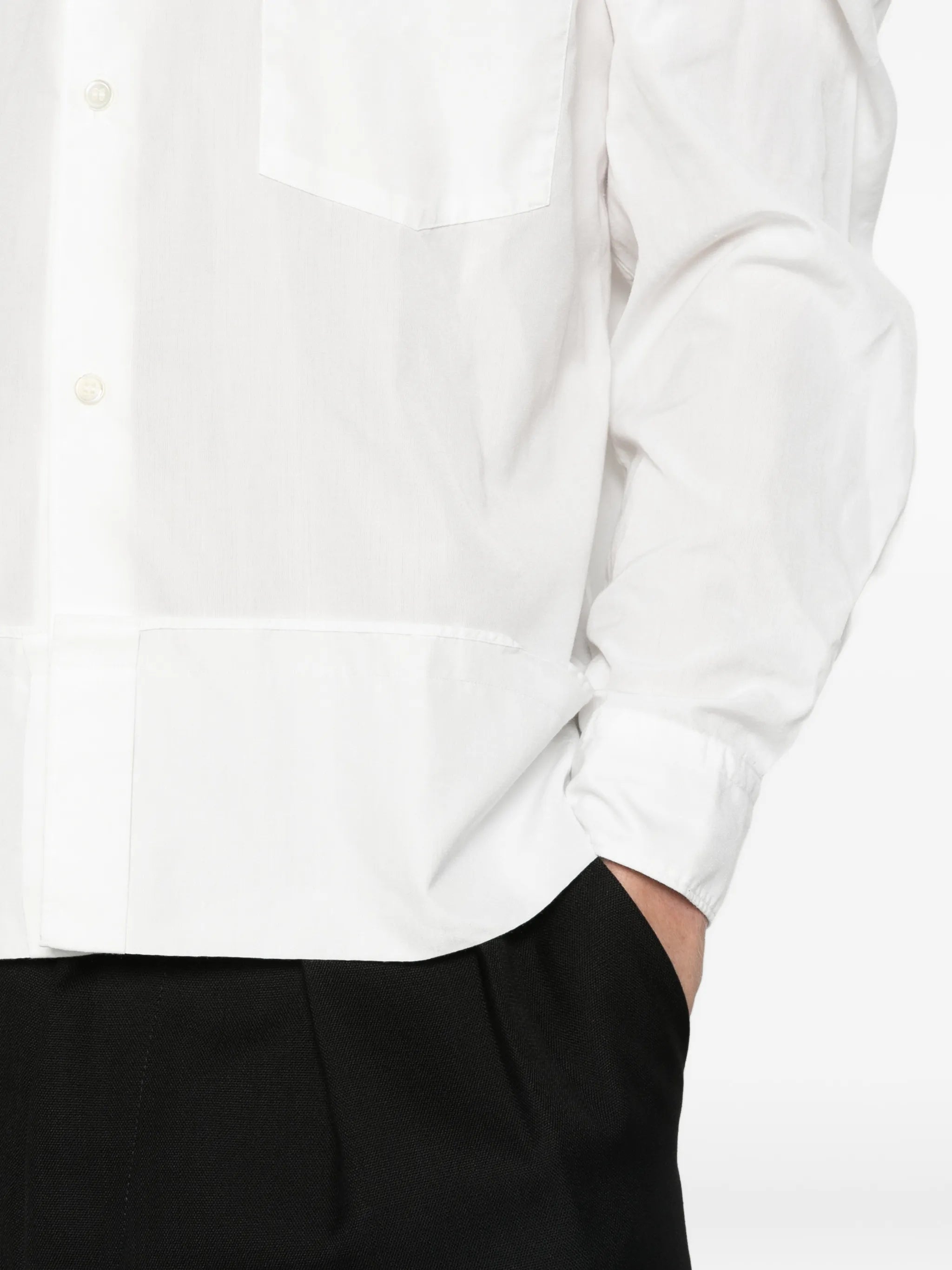 Folded-detail long-sleeve shirt white
