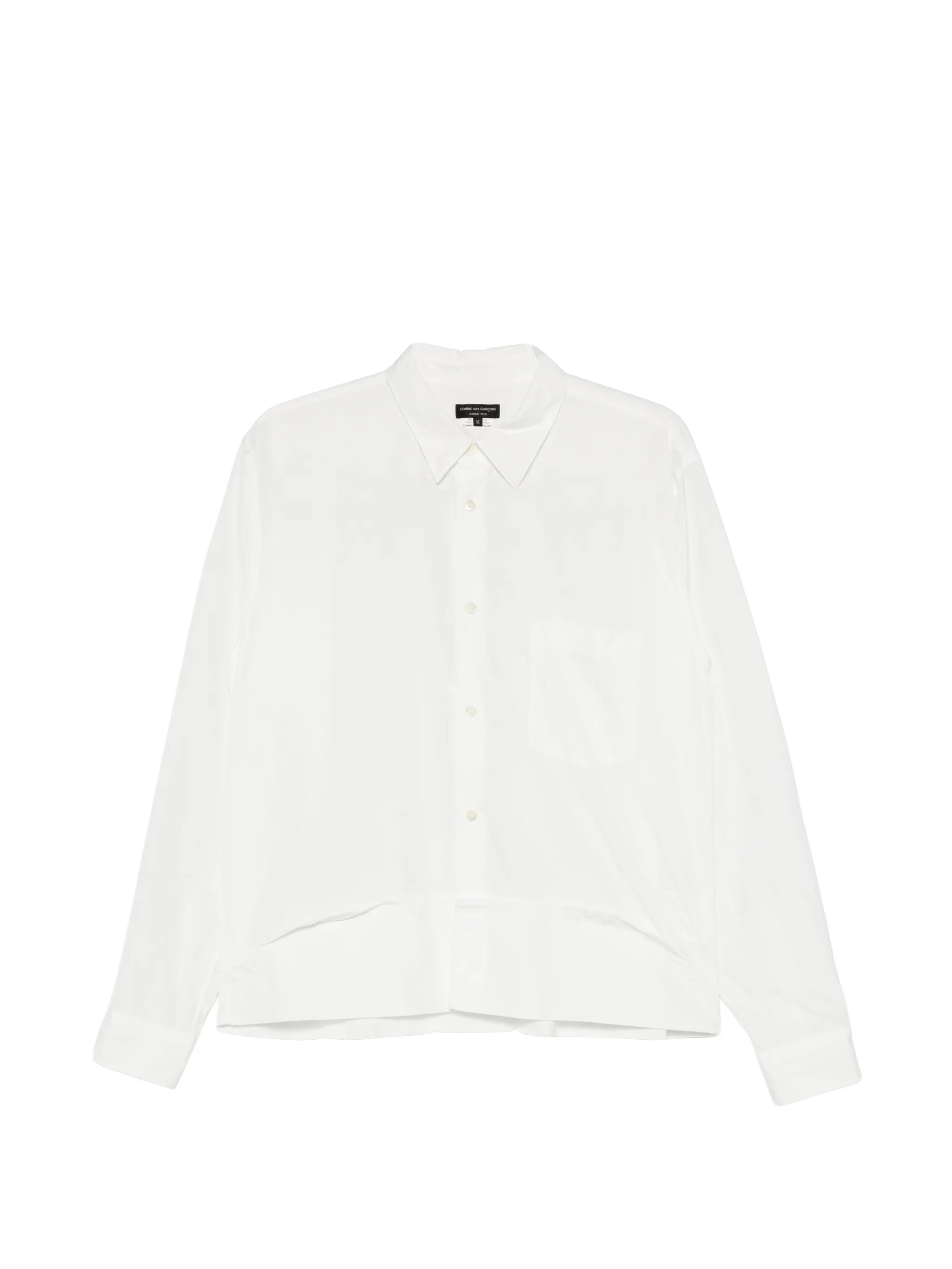Folded-detail long-sleeve shirt white