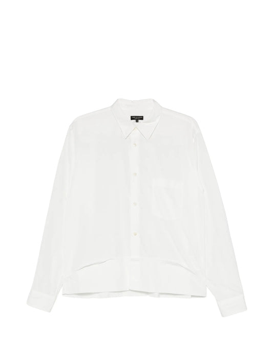 Folded-detail long-sleeve shirt white