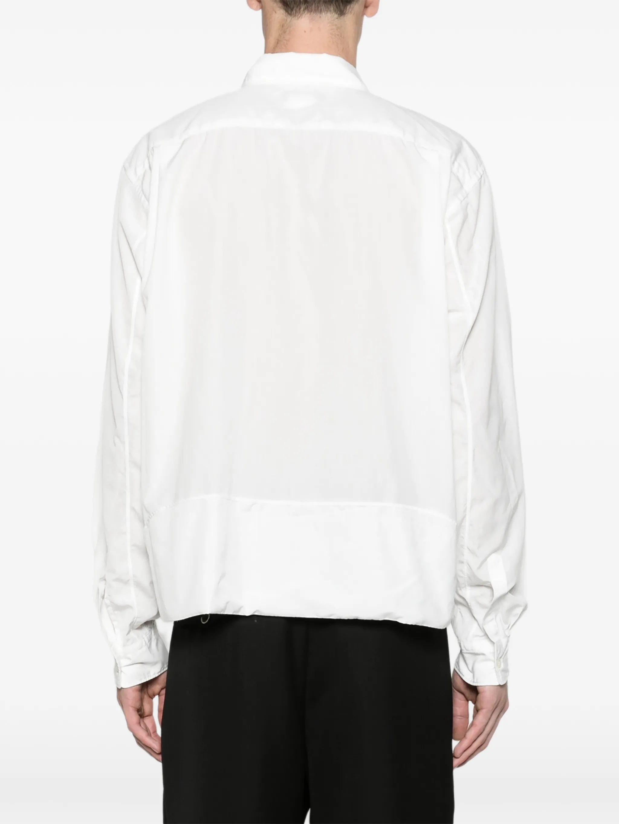 Folded-detail long-sleeve shirt white