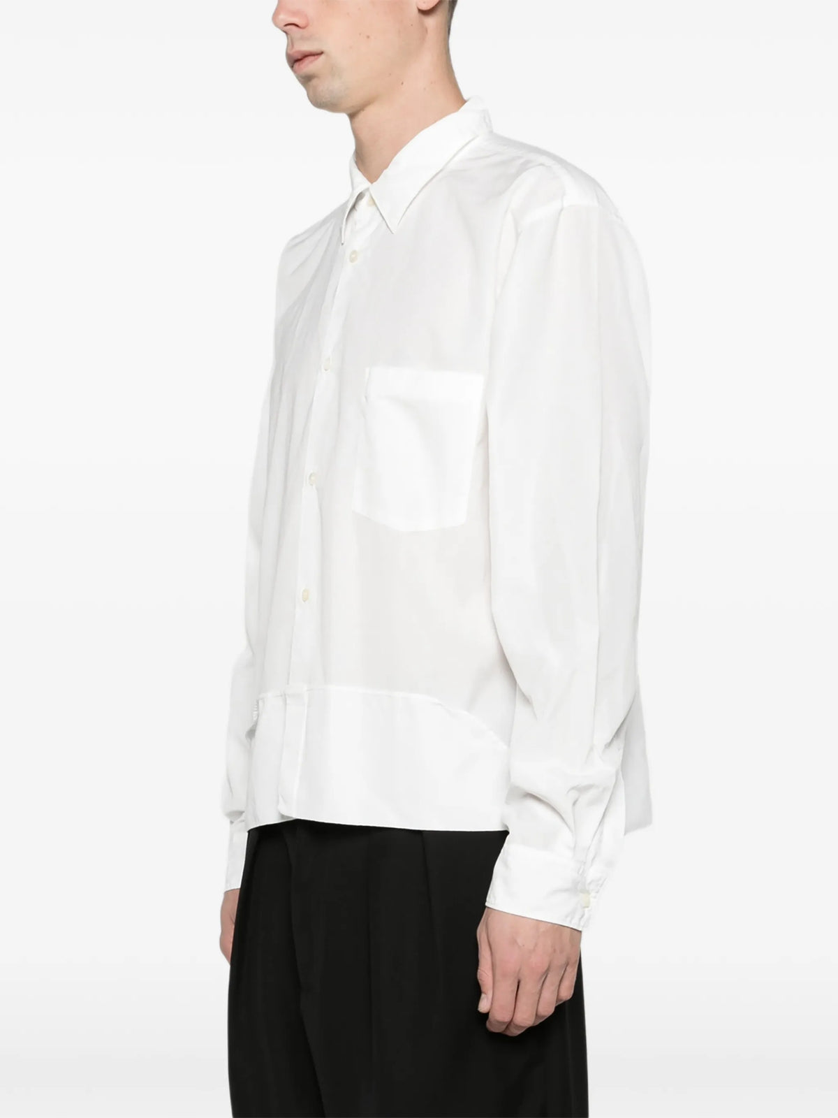 Folded-detail long-sleeve shirt white