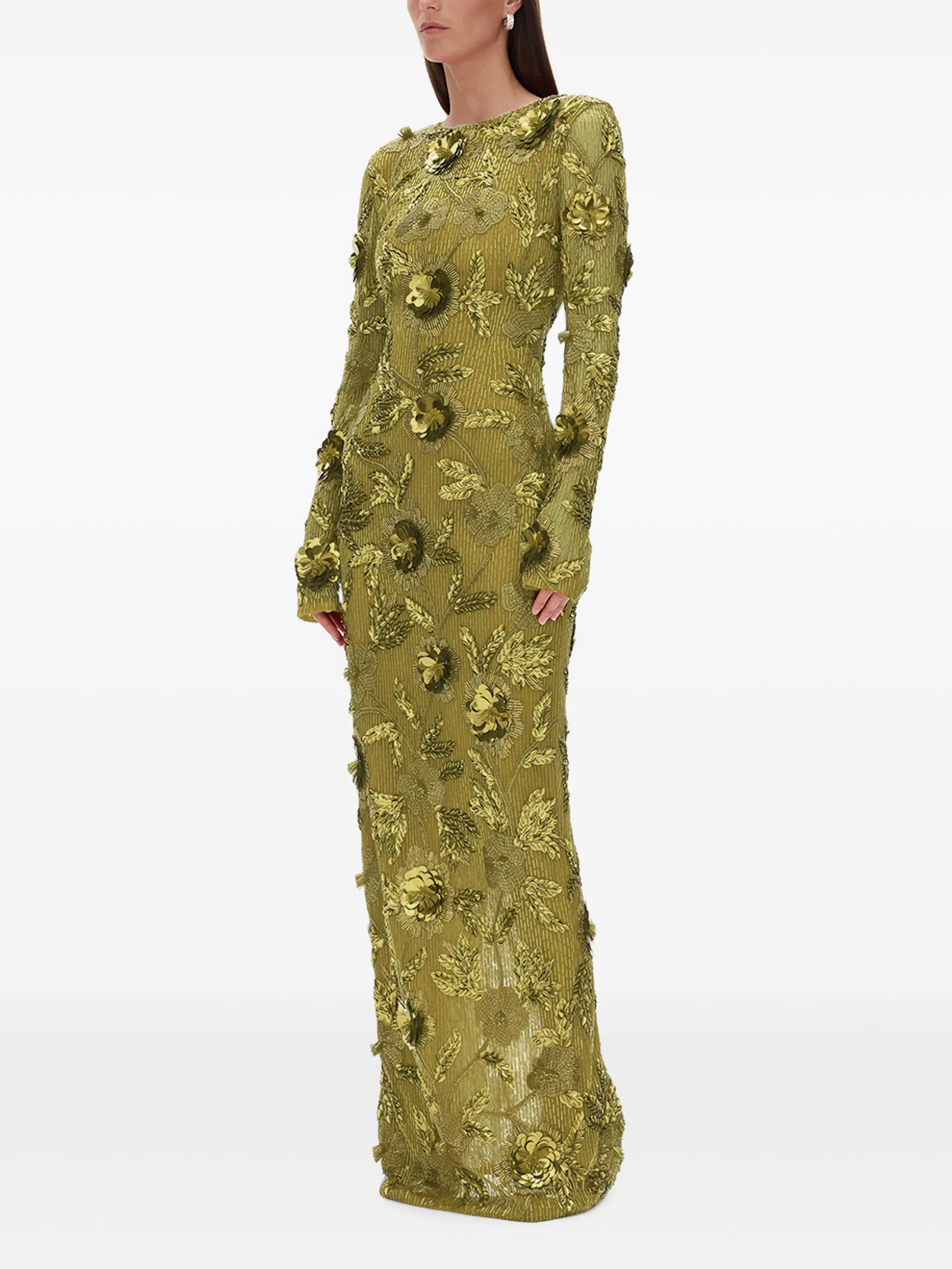 Pierre floral-embellished maxi dress