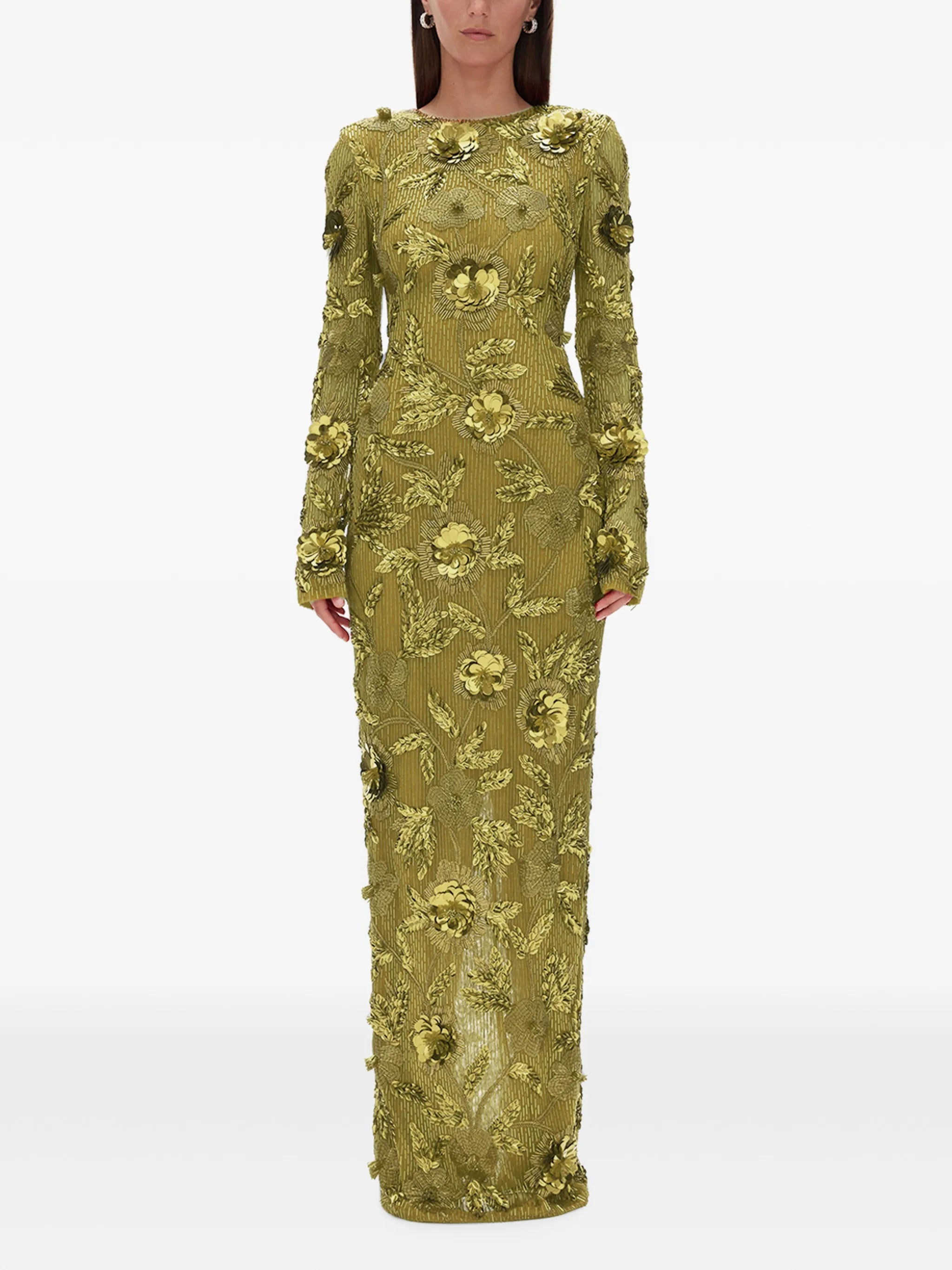 Pierre floral-embellished maxi dress