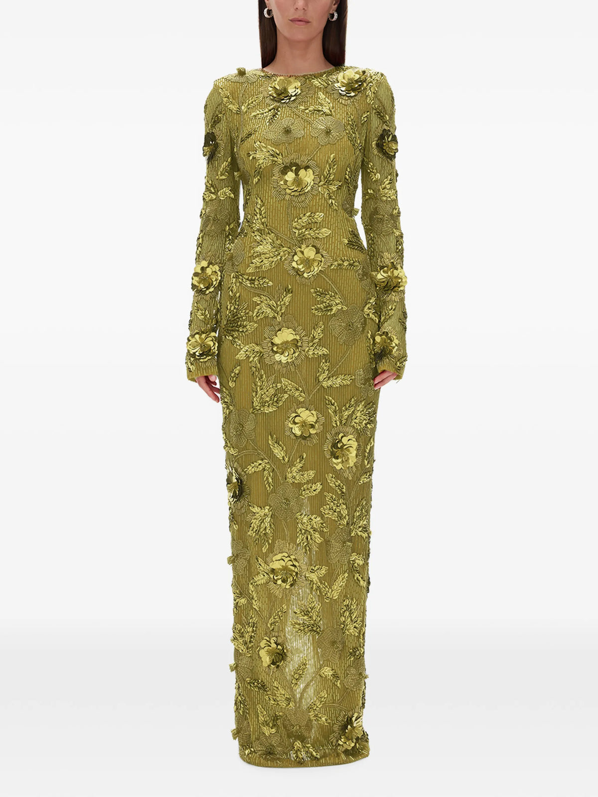 Pierre floral-embellished maxi dress