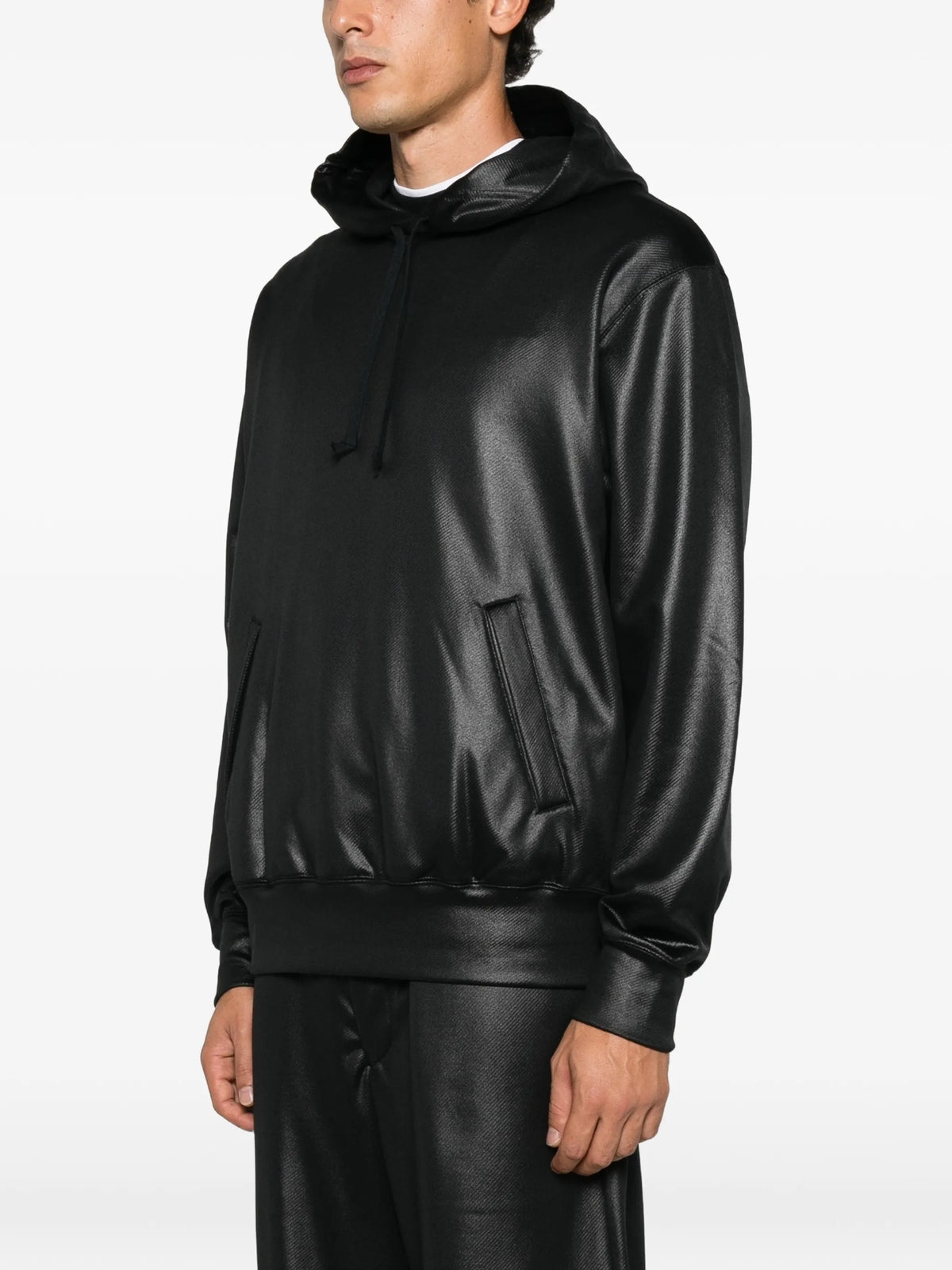 shine-finish drawstring hoodie