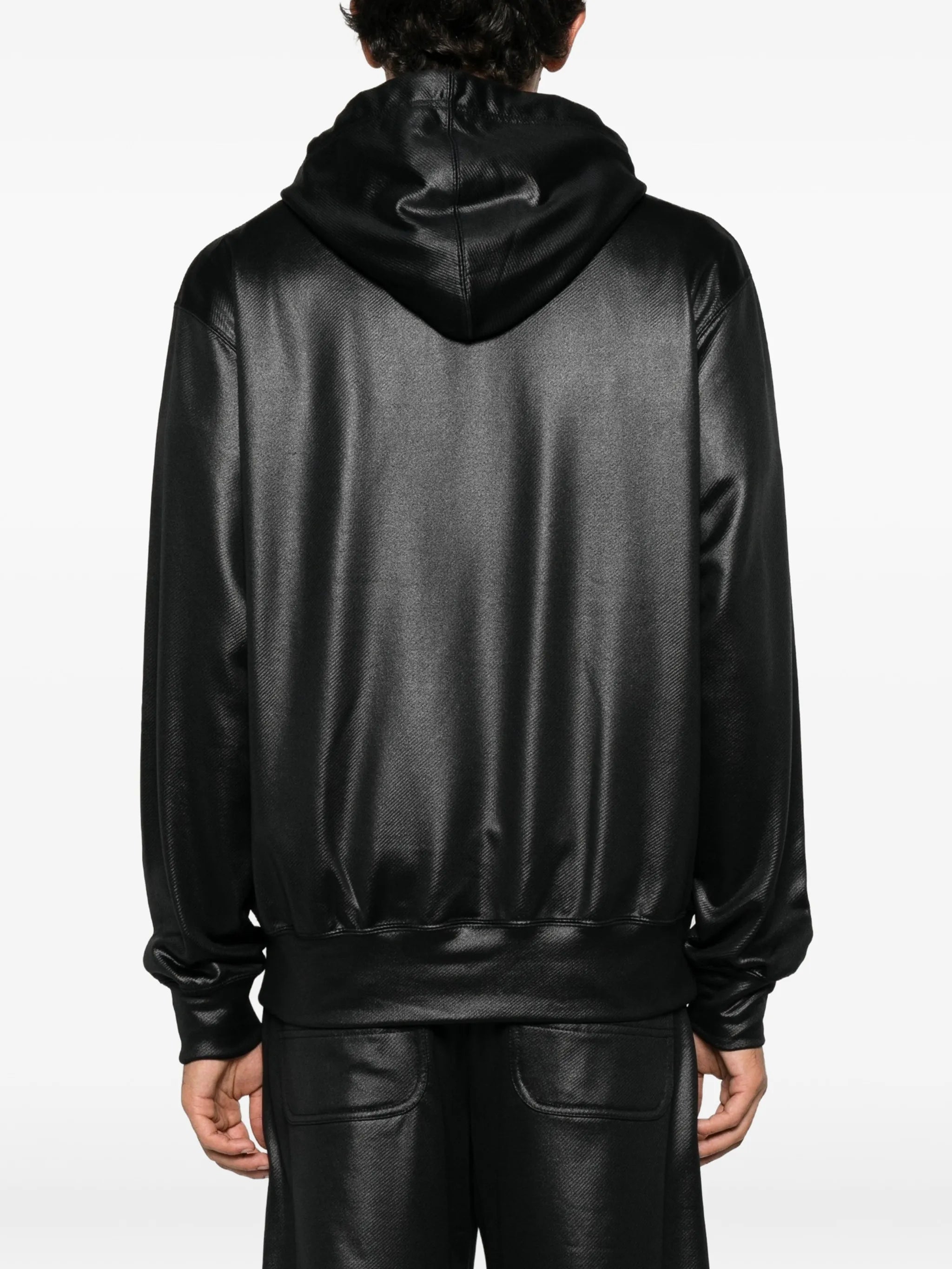 shine-finish drawstring hoodie