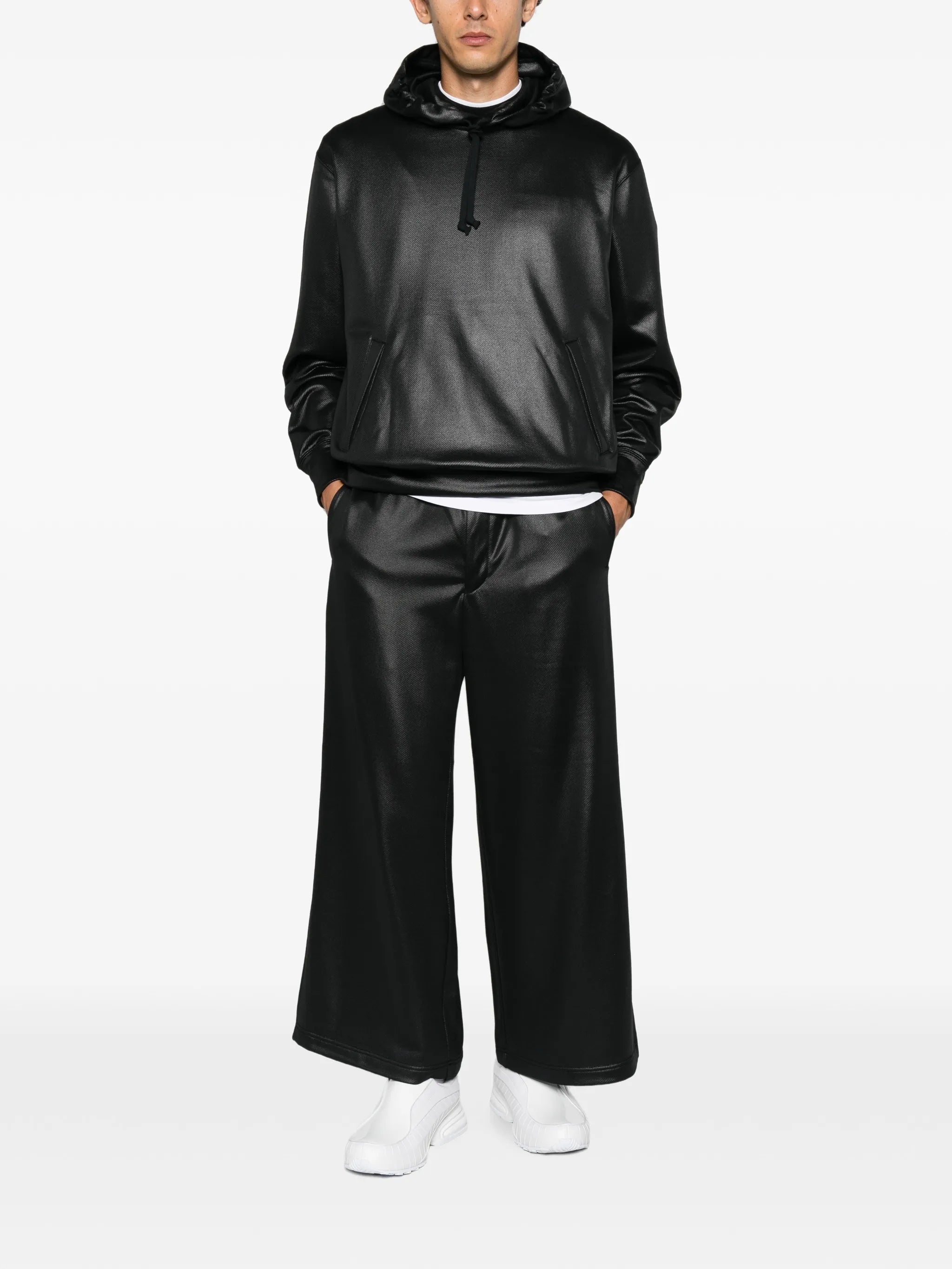 shine-finish drawstring hoodie