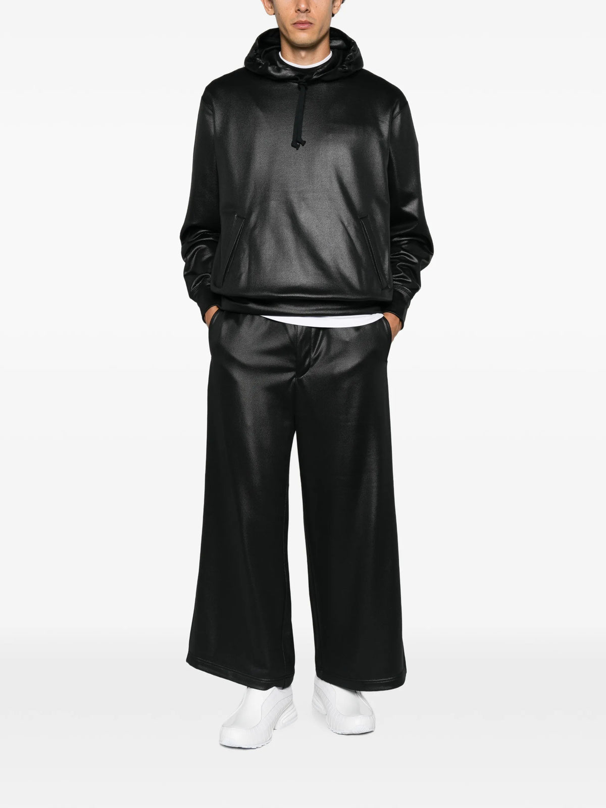 shine-finish drawstring hoodie
