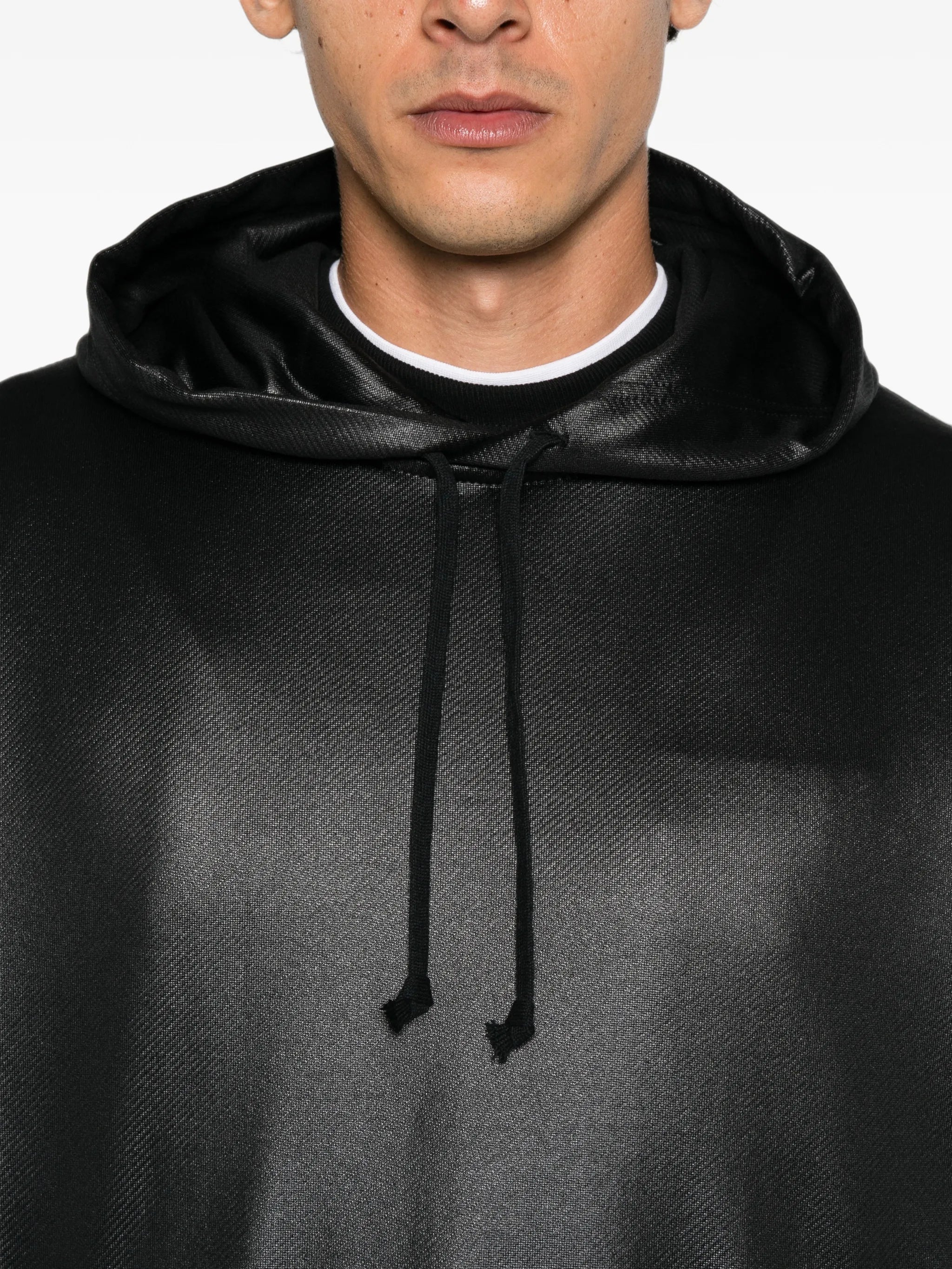 shine-finish drawstring hoodie