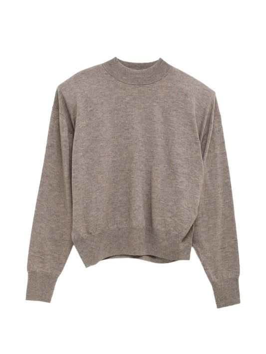 padded-shoulder mock-neck sweater