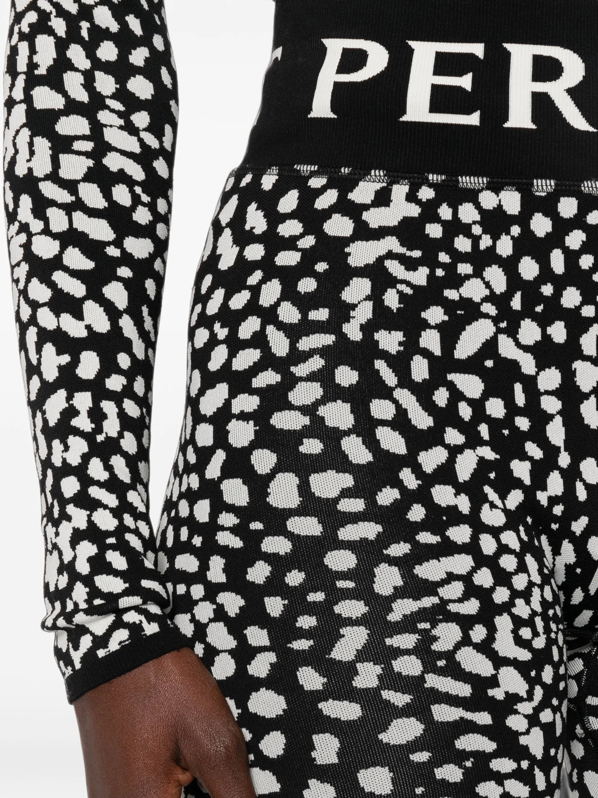 leopard-print jacquard leggings