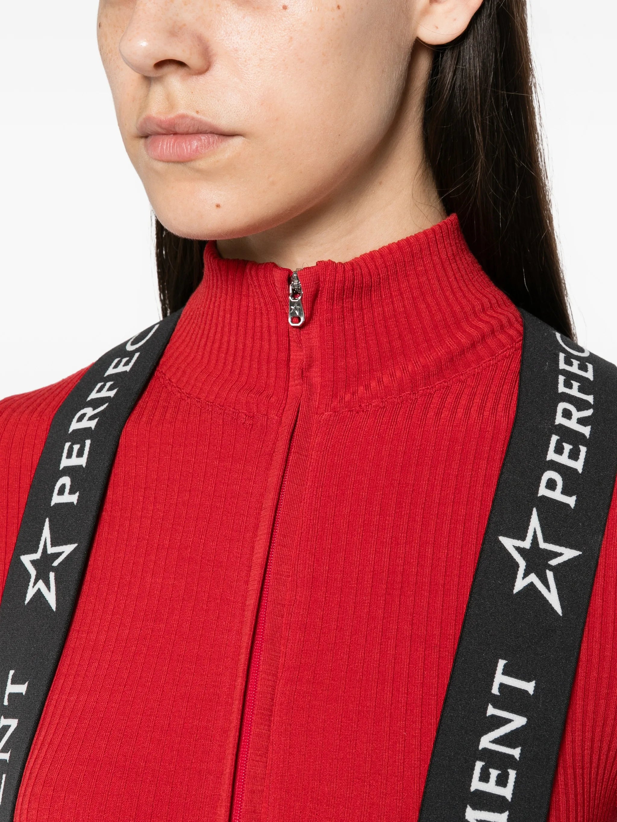 ribbed-knit zip-up base layer