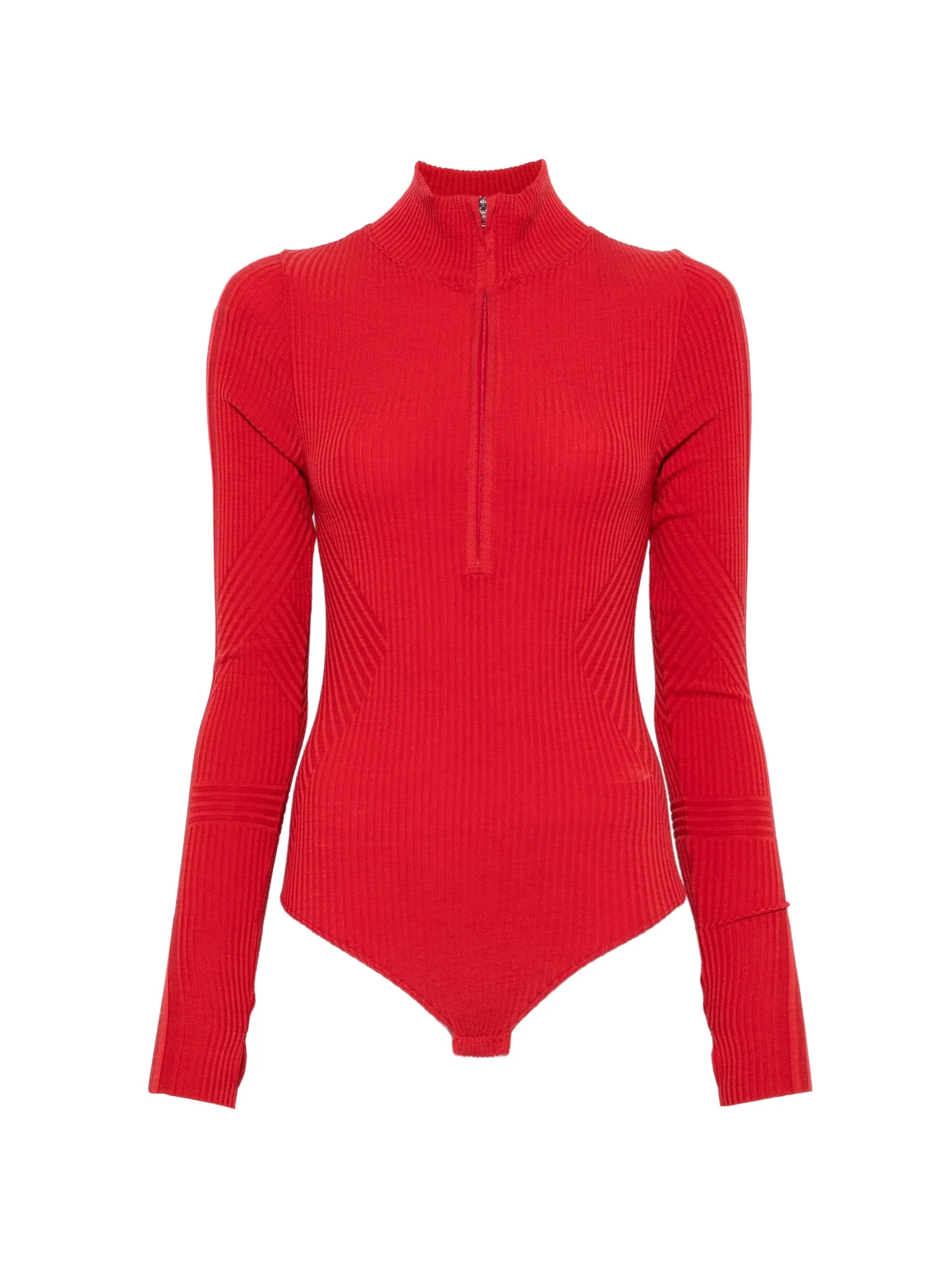 ribbed-knit zip-up base layer
