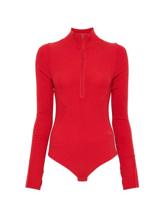 ribbed-knit zip-up base layer