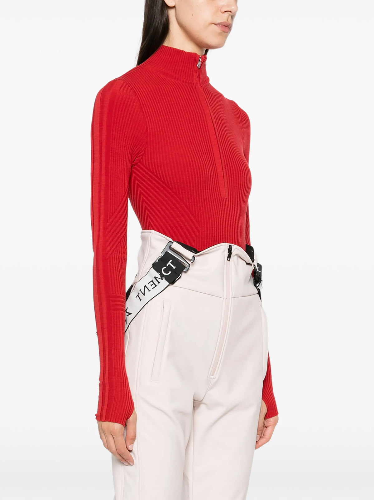 ribbed-knit zip-up base layer