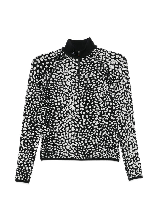 leopard-print jacquard top