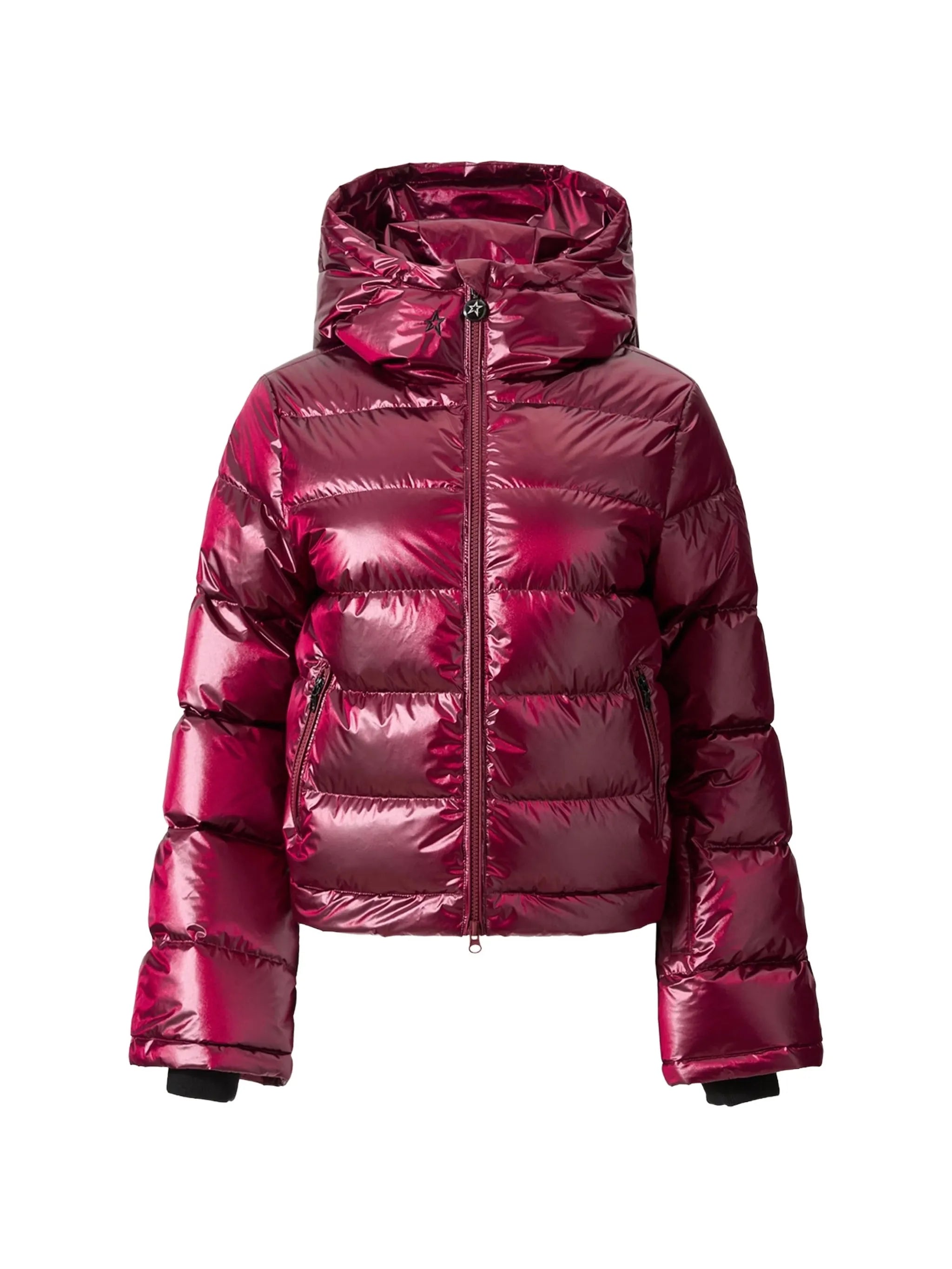 metallic Polar Flare down ski jacket