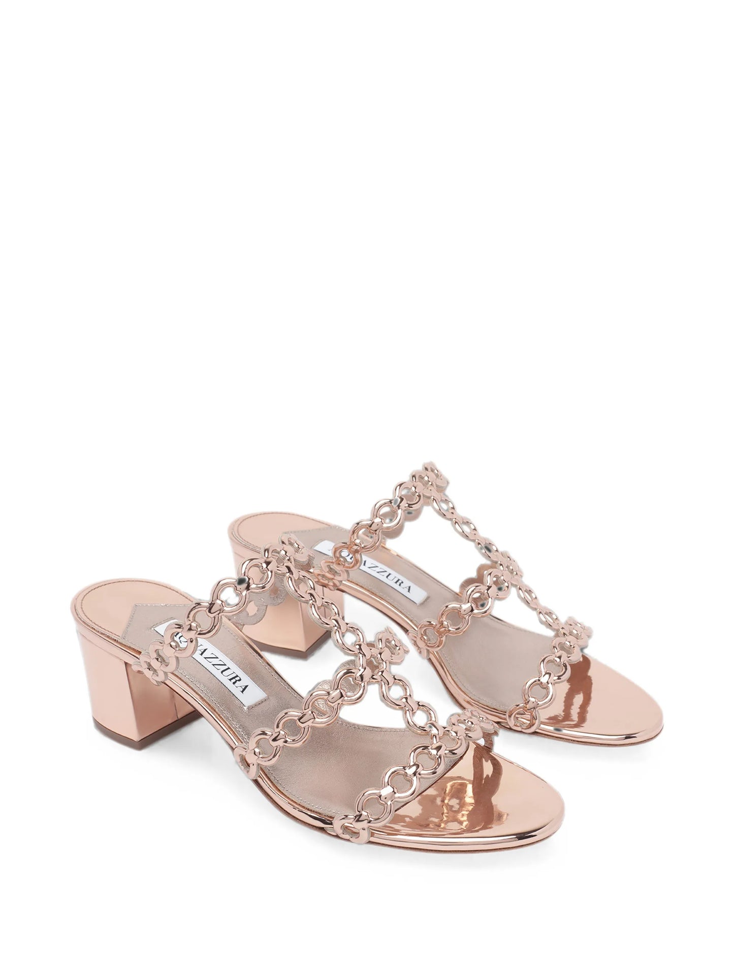 intertwined-chain block-heel sandals