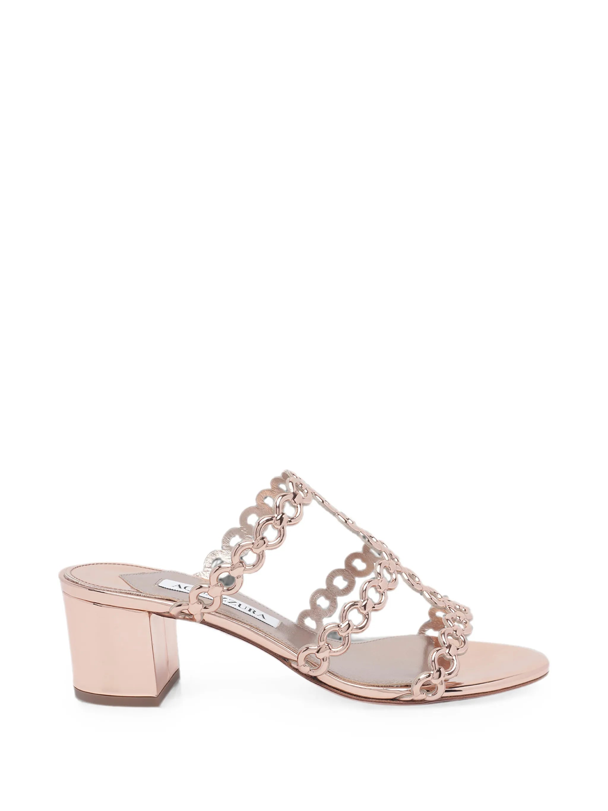 intertwined-chain block-heel sandals