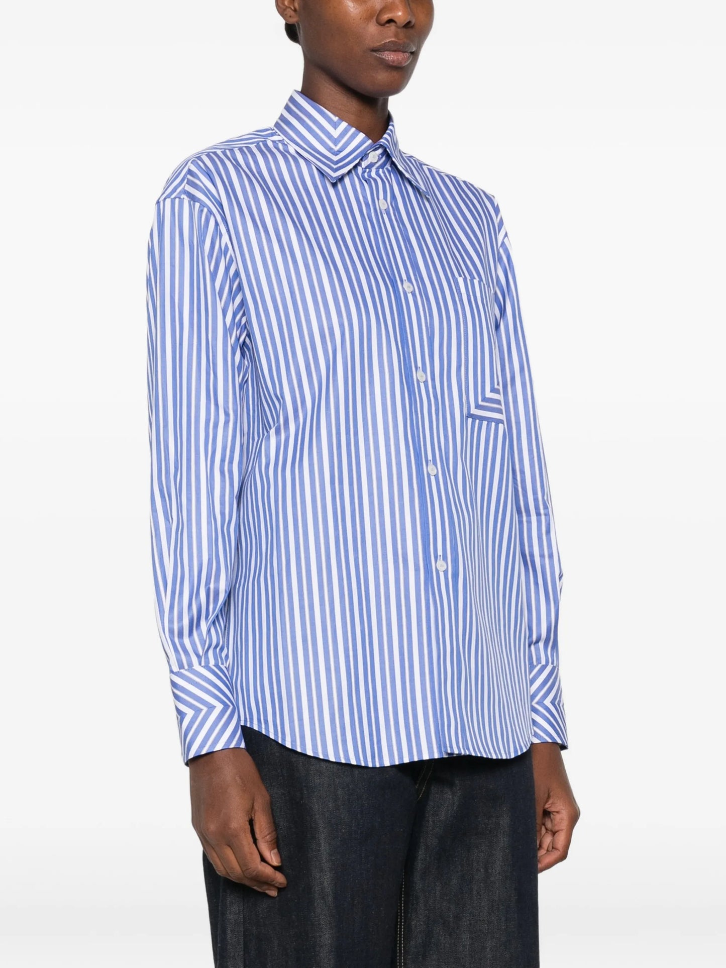 chest-pocket striped shirt