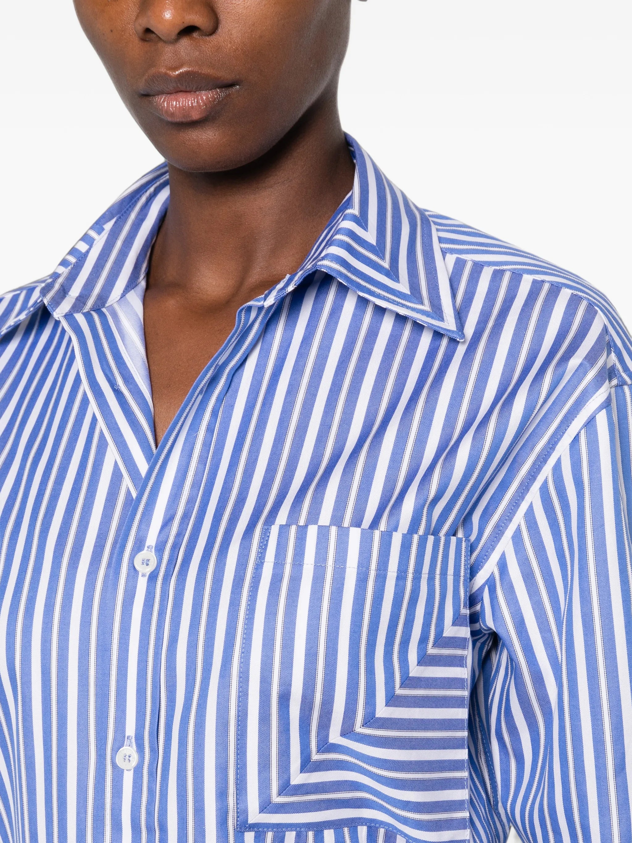 chest-pocket striped shirt