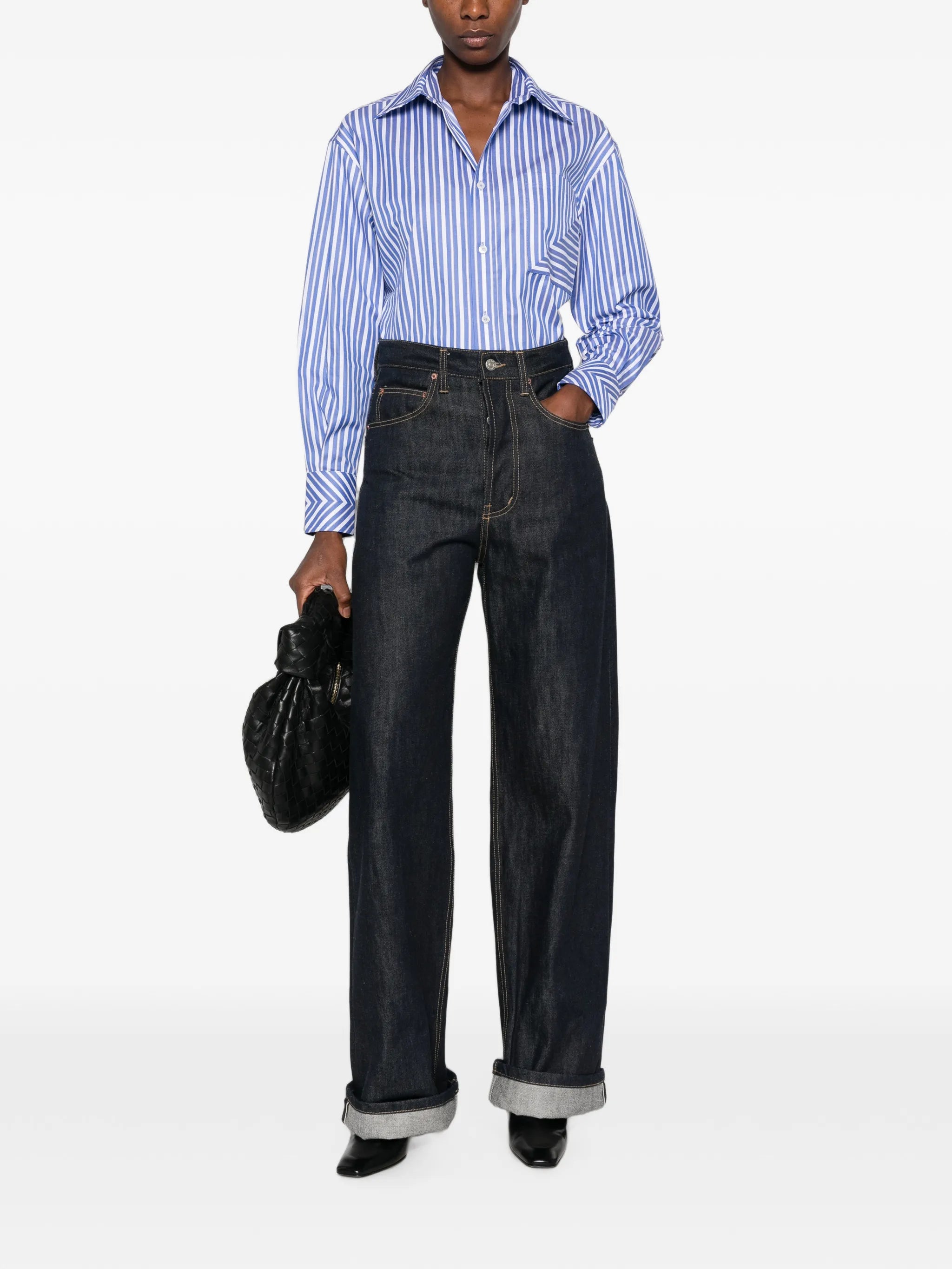 chest-pocket striped shirt