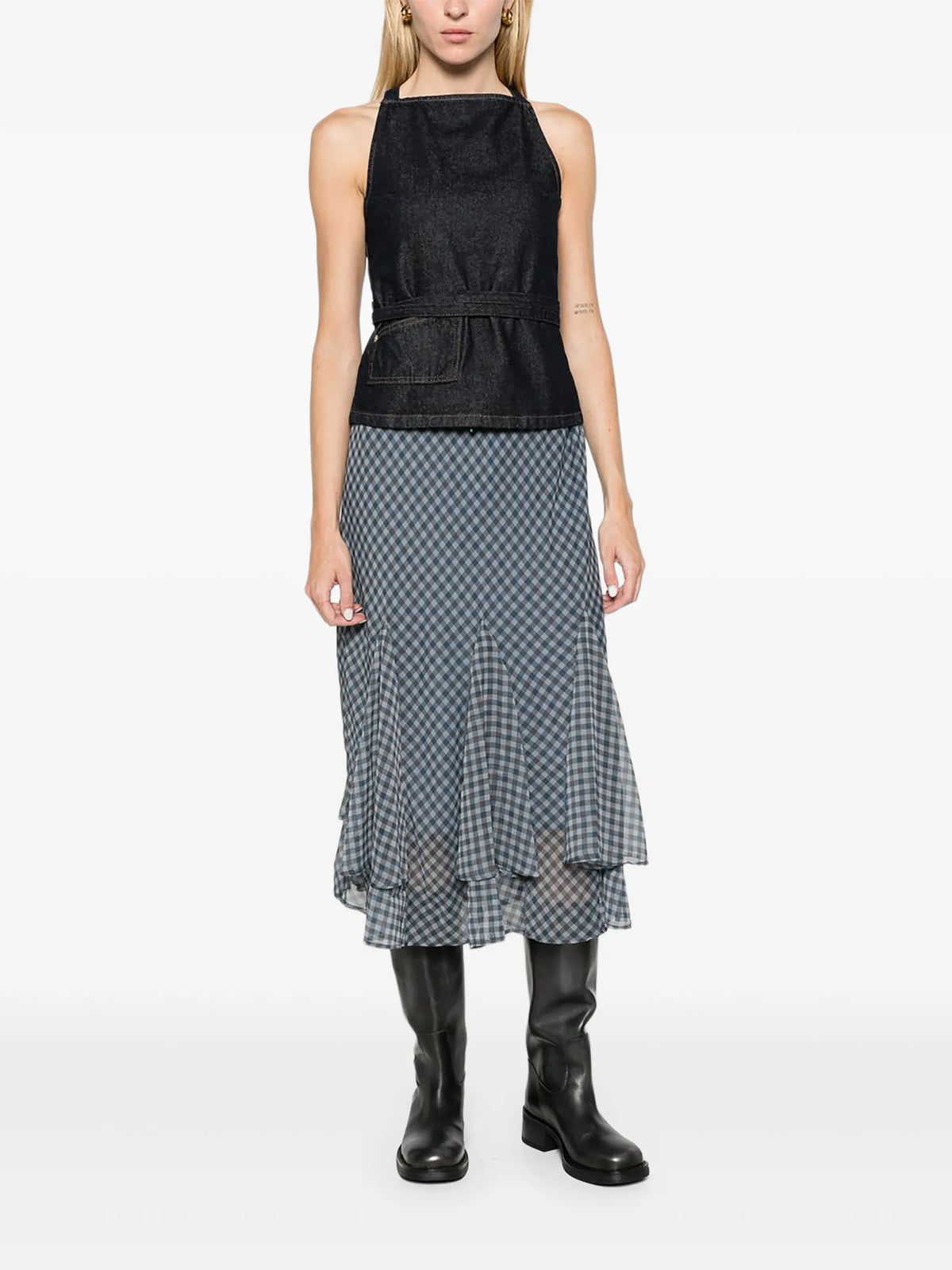 Annabelle apron top indigo