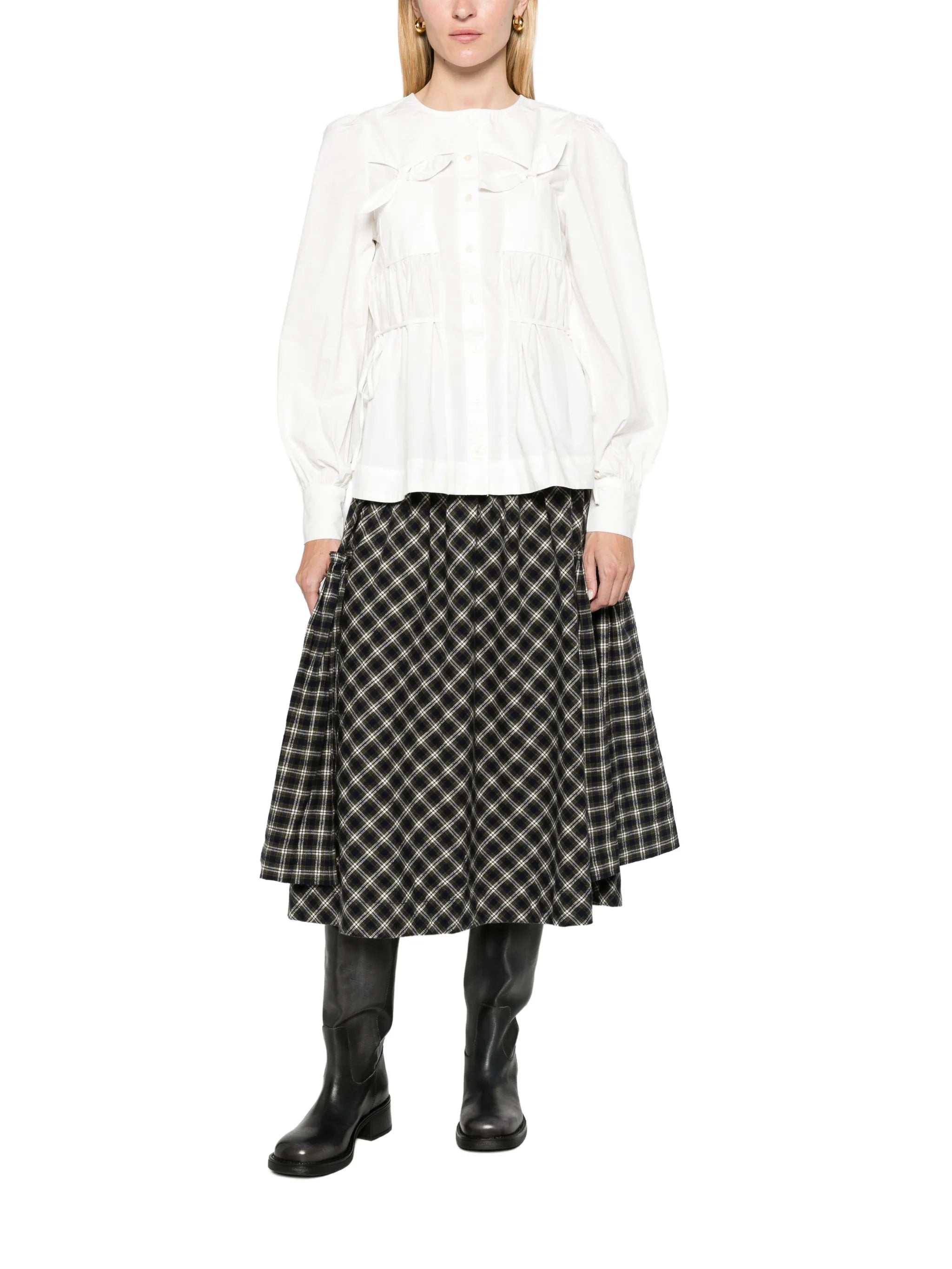 Lettie bow-detail blouse white