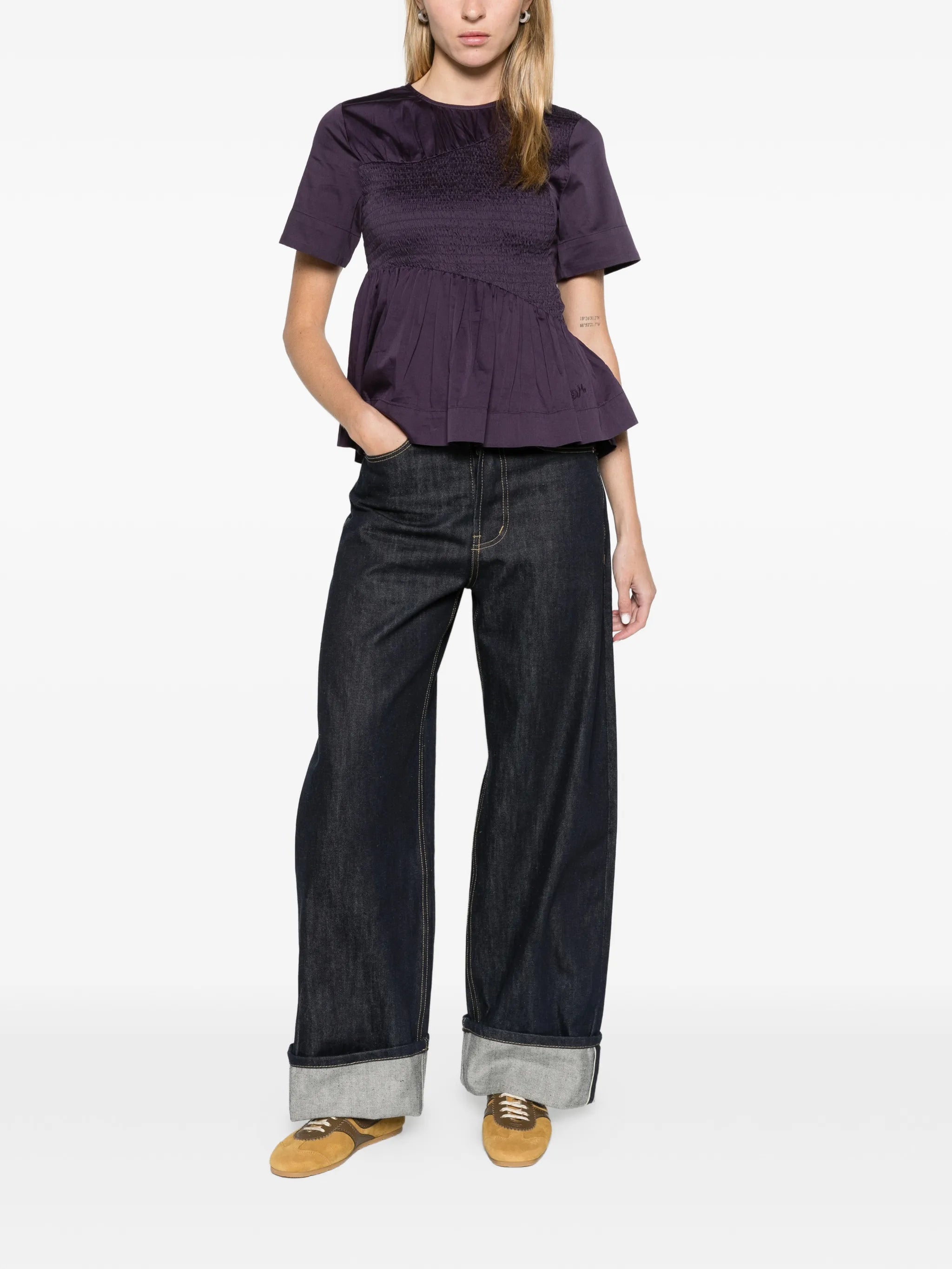 Emmy shirred top - plum