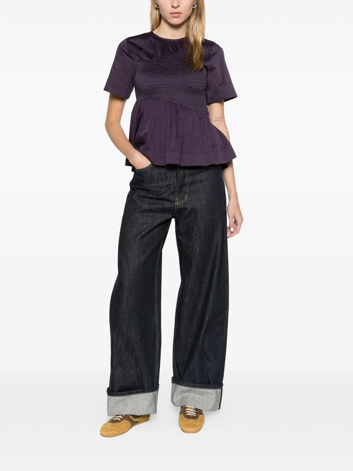 Emmy shirred top - plum