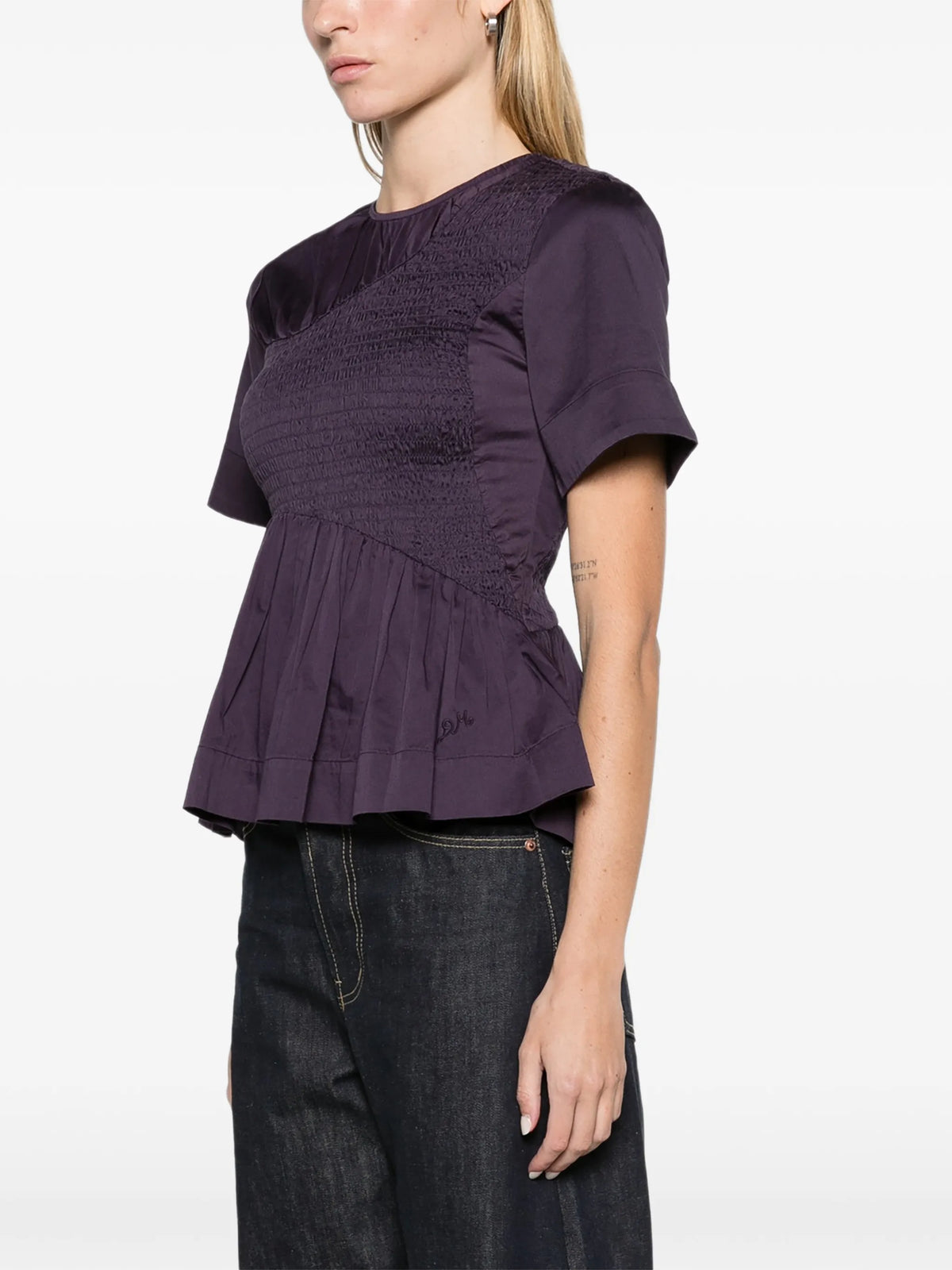 Emmy shirred top - plum